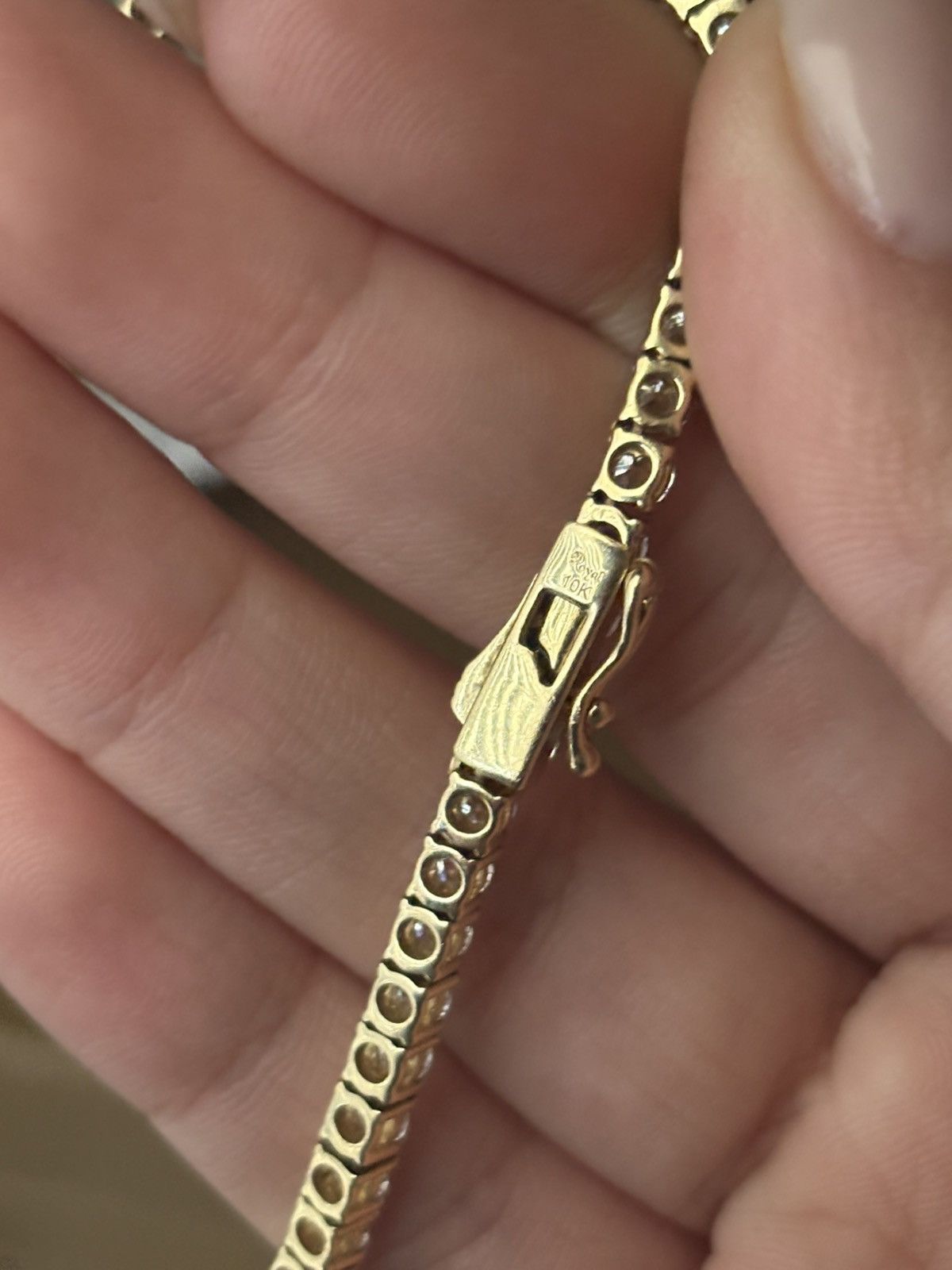 Jewelry 10K solid gold moissanite tennis necklace Size ONE SIZE - 2 Thumbnail