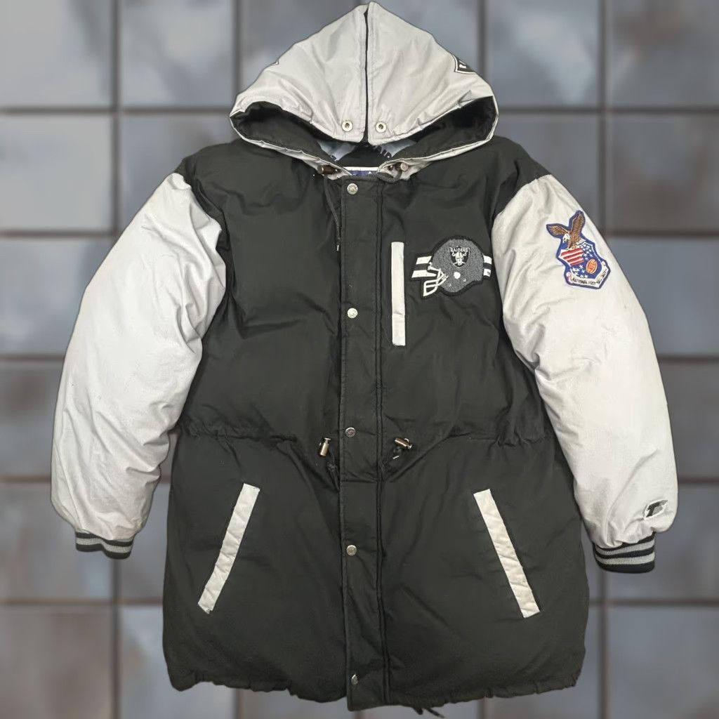 NFL VINTAGE Los Angeles Raiders Jacket Mens L NFL Triple FAT Goose Puffer 90s Parka Coat Black Full Zip Insulated Limited Edition 90s USA Mens Size US L / EU 52-54 / 3 - 1 Thumbnail