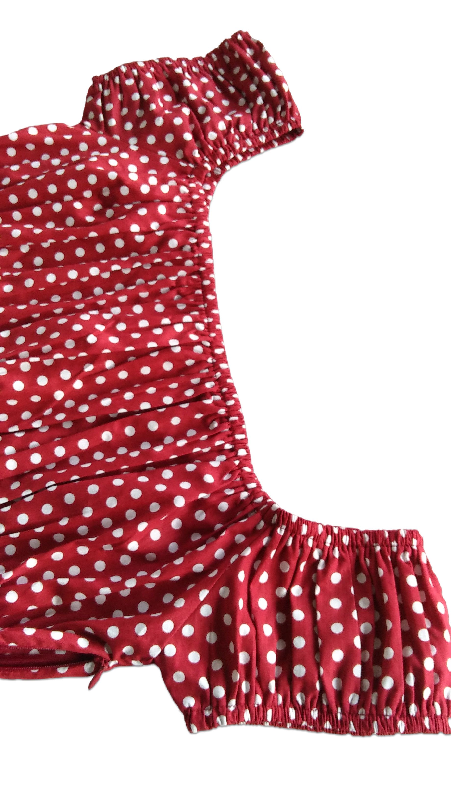Other Vintage Polka Dots Blouses Cotton Tops Women (maroon white) Size 3XL / US 20-22 - 4 Thumbnail