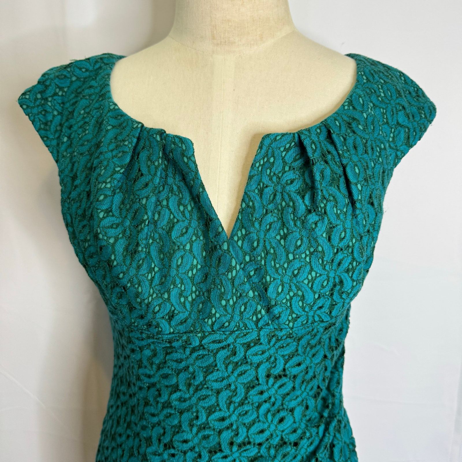 Adrianna Papell Adrianna Papell Teal Lace Sheath Dress Women’s Size 8 Size M / US 6-8 / IT 42-44 - 3 Thumbnail