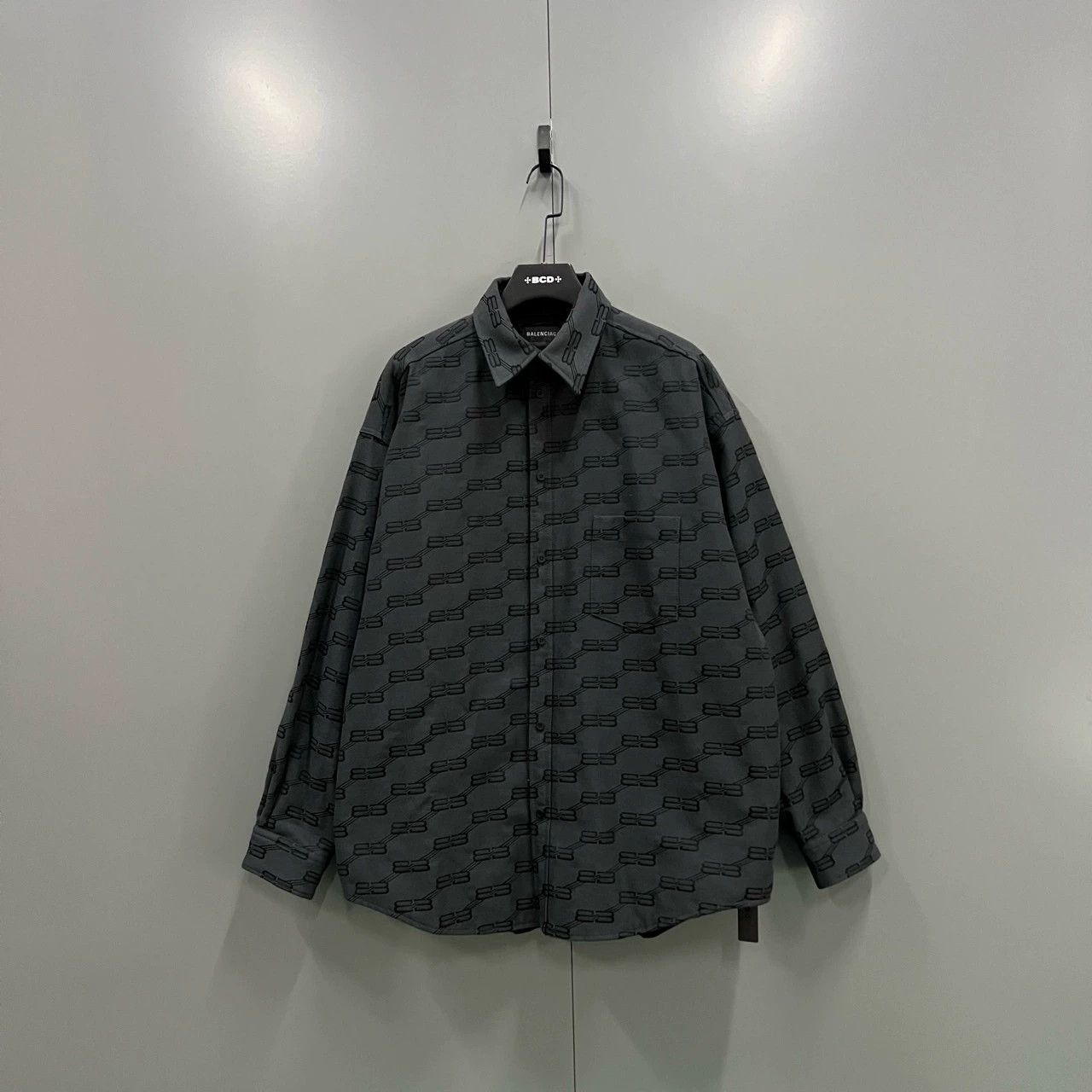 balenciaga all-over logo shirt jacket