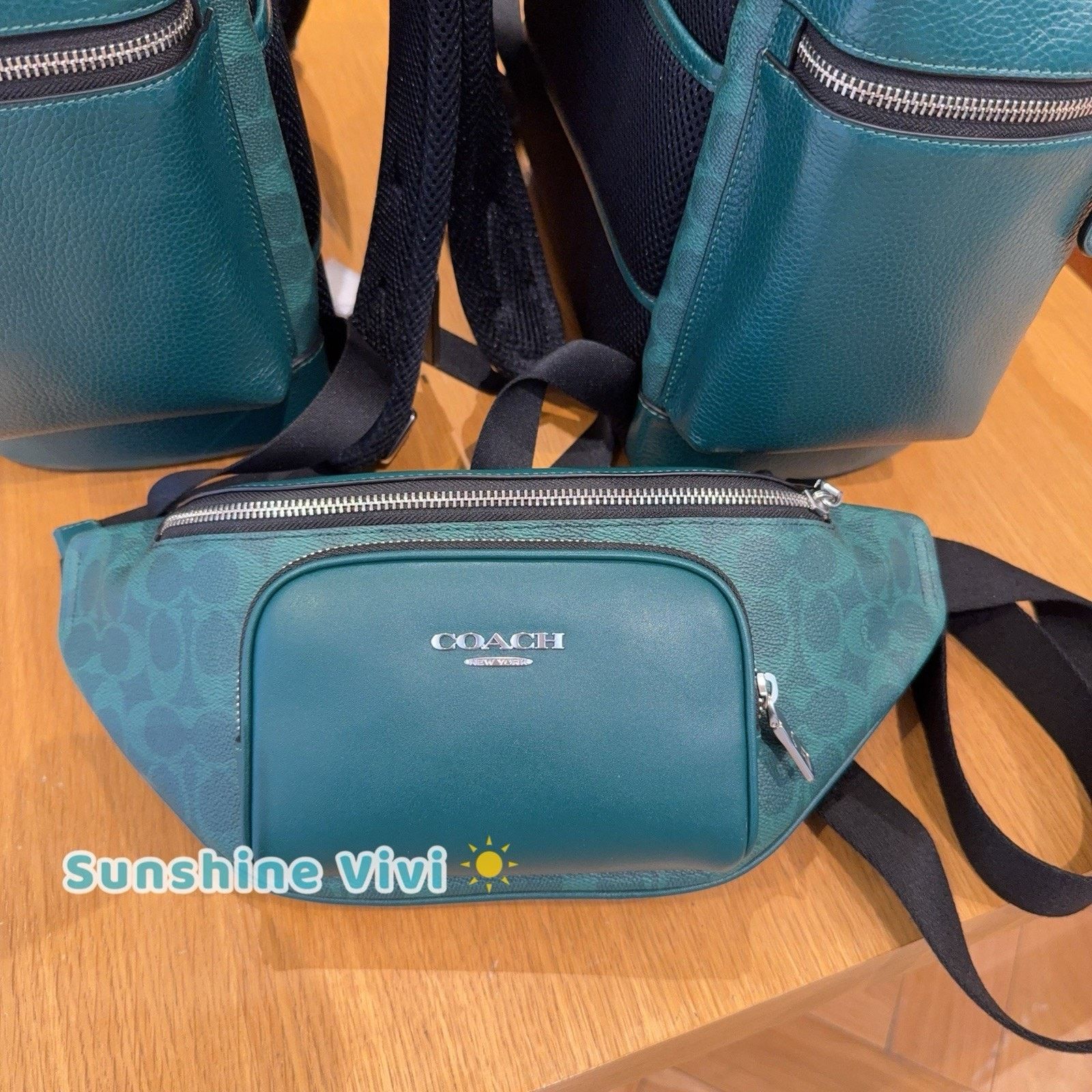 Coach NWT COACH Racer Small Belt Bag Silver/Sea Green CEB24 Size ONE SIZE - 1 Thumbnail