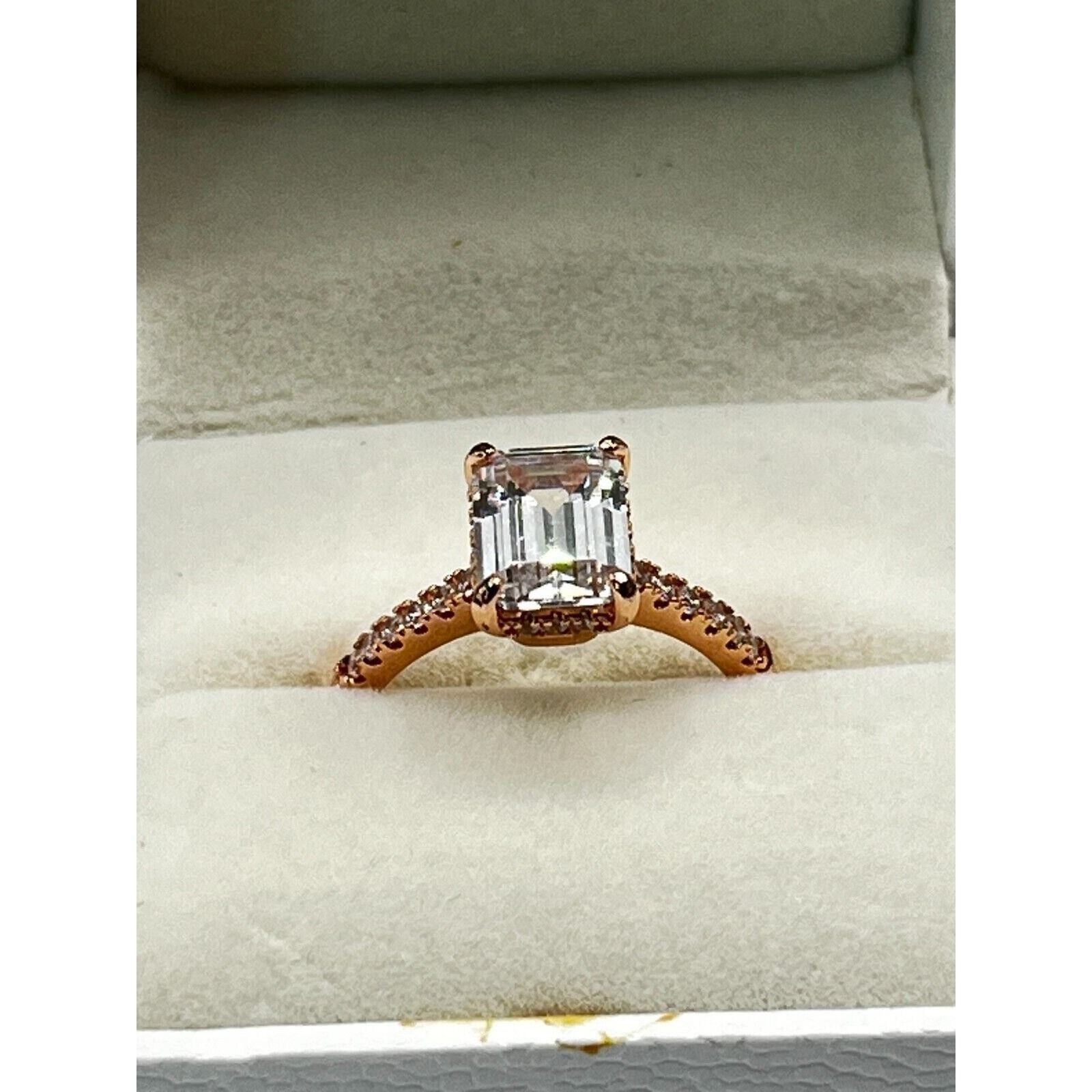 The Unbranded Brand Sterling .925 Emerald Cut CZ Diamond Engagement Ring W Size ONE SIZE - 1 Thumbnail