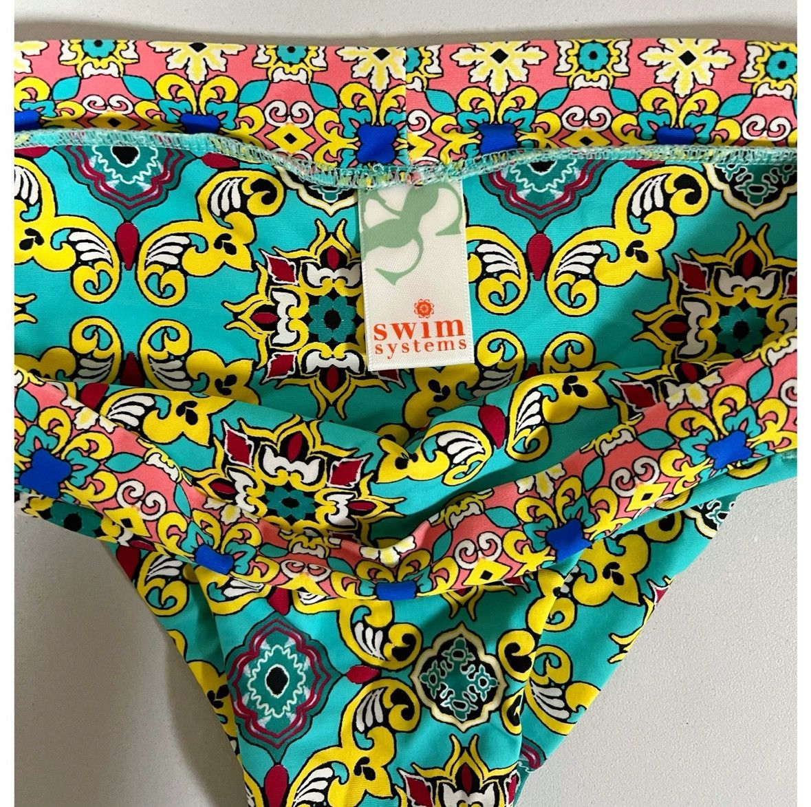 Designer × Swims × Vintage Swim Systems Mandala Print Cut-Out Bikini Bottoms Size S 🩵✨ Size ONE SIZE - 3 Thumbnail