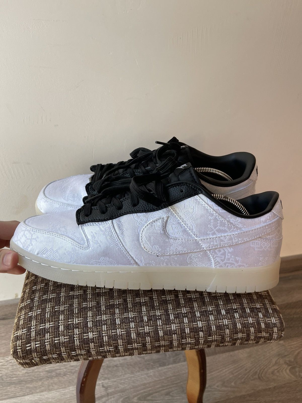 CLOT × Nike Nike Dunk Low x CLOT x Fragment Design White Silk 20th sz 12 Size US 12 / EU 45 - 5 Thumbnail
