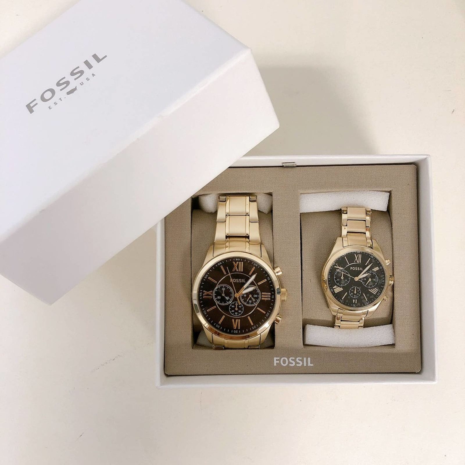 Fossil Fossil BQ2400Set His and Her Chronograph Gold-Tone Watch Size ONE SIZE - 9 Thumbnail