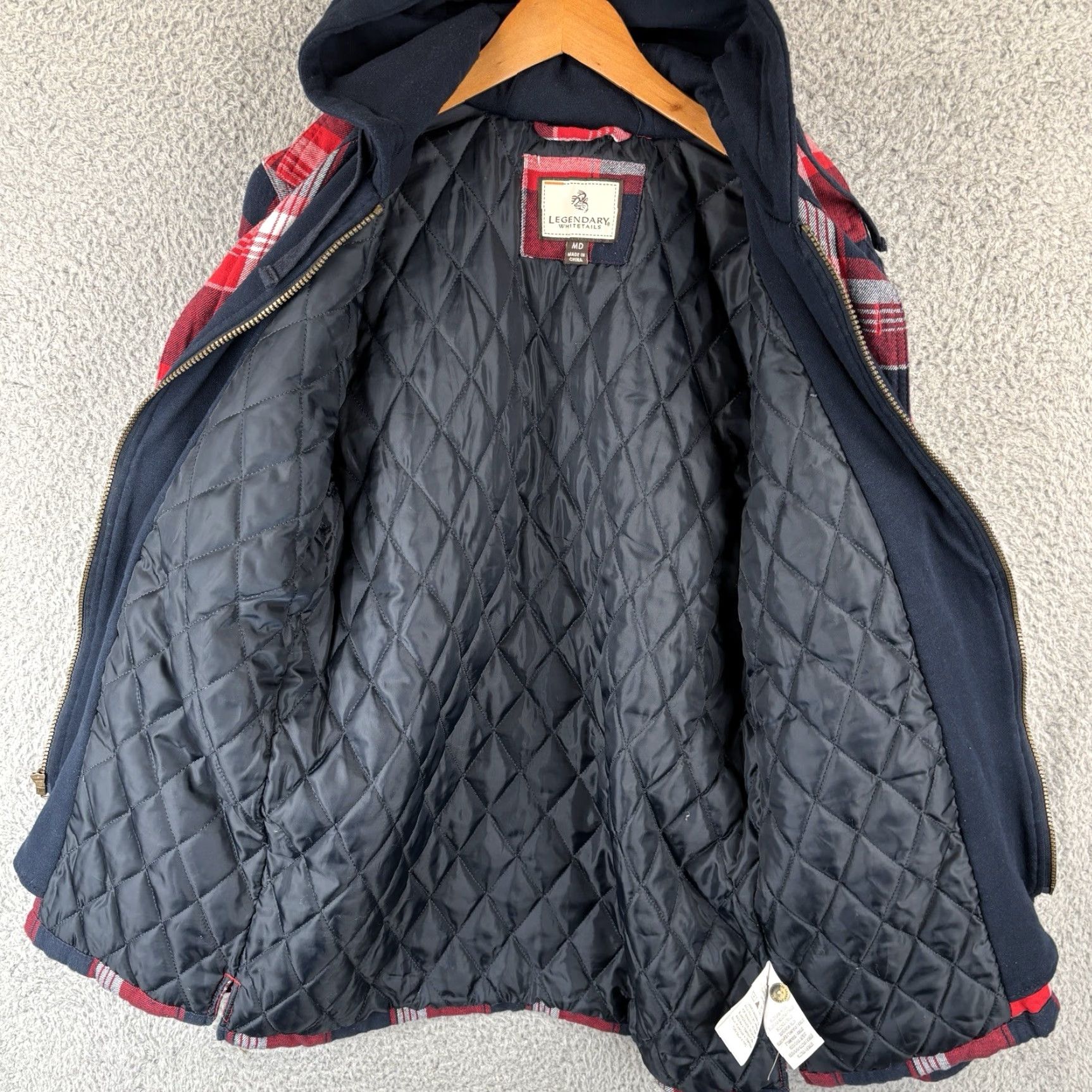 Vintage Legendary Whitetails Hoodie Shirt Jacket Shacket Men M Plaid Red Heavyweight Quilted Pockets Pocket Hooded Outdoor Winter Fall Spring Casual Workwear Size US M / EU 48-50 / 2 - 7 Thumbnail