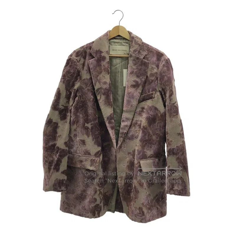 Dries Van Noten Dries Van Noten Purple Flocked Printed Suit Jacket Size US XS / EU 42 / 0 - 1 Thumbnail