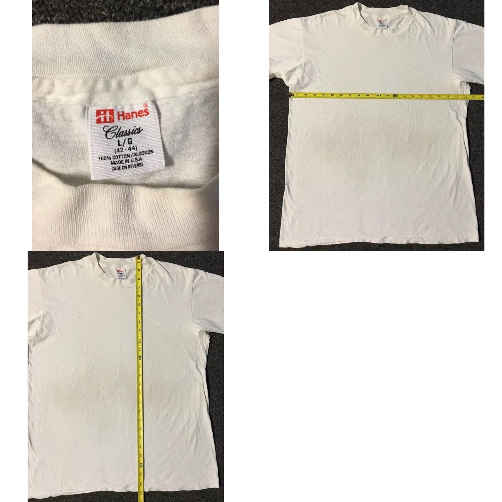 Hanes VINTAGE Hanes Shirt S White Distressed 80s 90s Grunge Biker Punk Skate Surf Trucker Single Stitch Mens T-Shirt) Size US S / EU 44-46 / 1 - 9 Thumbnail