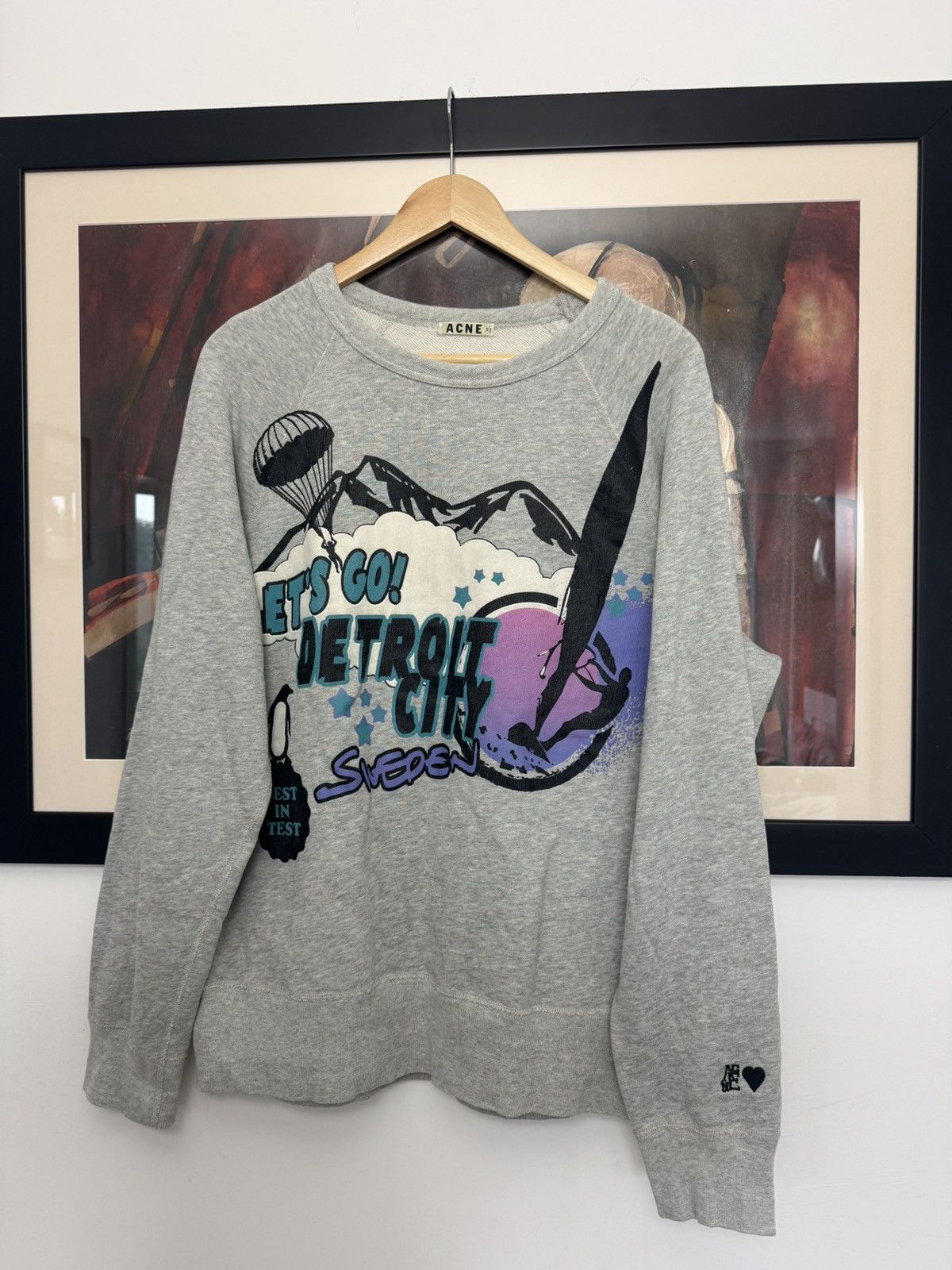 Acne Studios Acne Studios SS13 Collage Detroit sweatshirt city surf grey Size US L / EU 52-54 / 3 - 1 Thumbnail