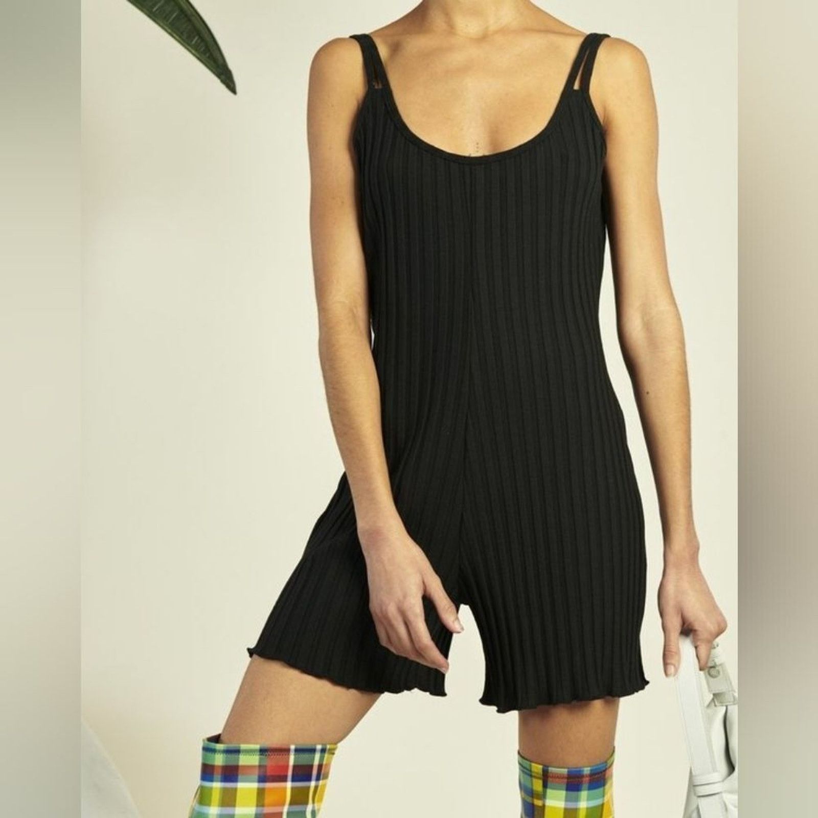Simon Miller Simon Miller Ribbed Supa Low Back Black Romper Size L Size 34" / US 12 / IT 48 - 1 Thumbnail