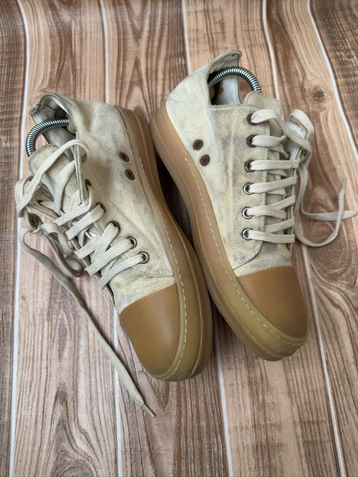 Rick Owens Rick Owens Beige Gum Sole Low Suede Ramones Size US 8.5 / EU 41-42 - 6 Thumbnail