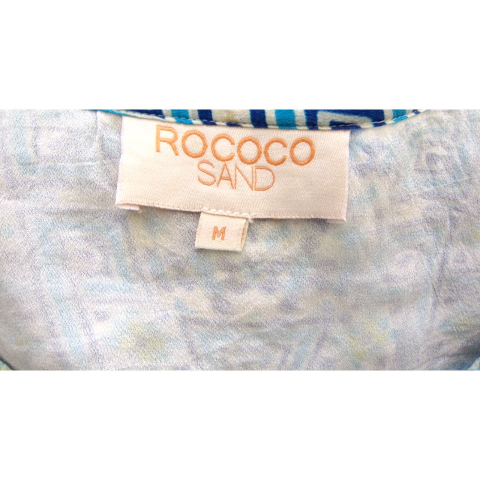 Rococo Sand VINTAGE Rococo Sand 100% Silk Blue Yellow Tassel V-Neck 3/4 Sleeve Boho Mini Dress M Size M / US 6-8 / IT 42-44 - 4 Thumbnail
