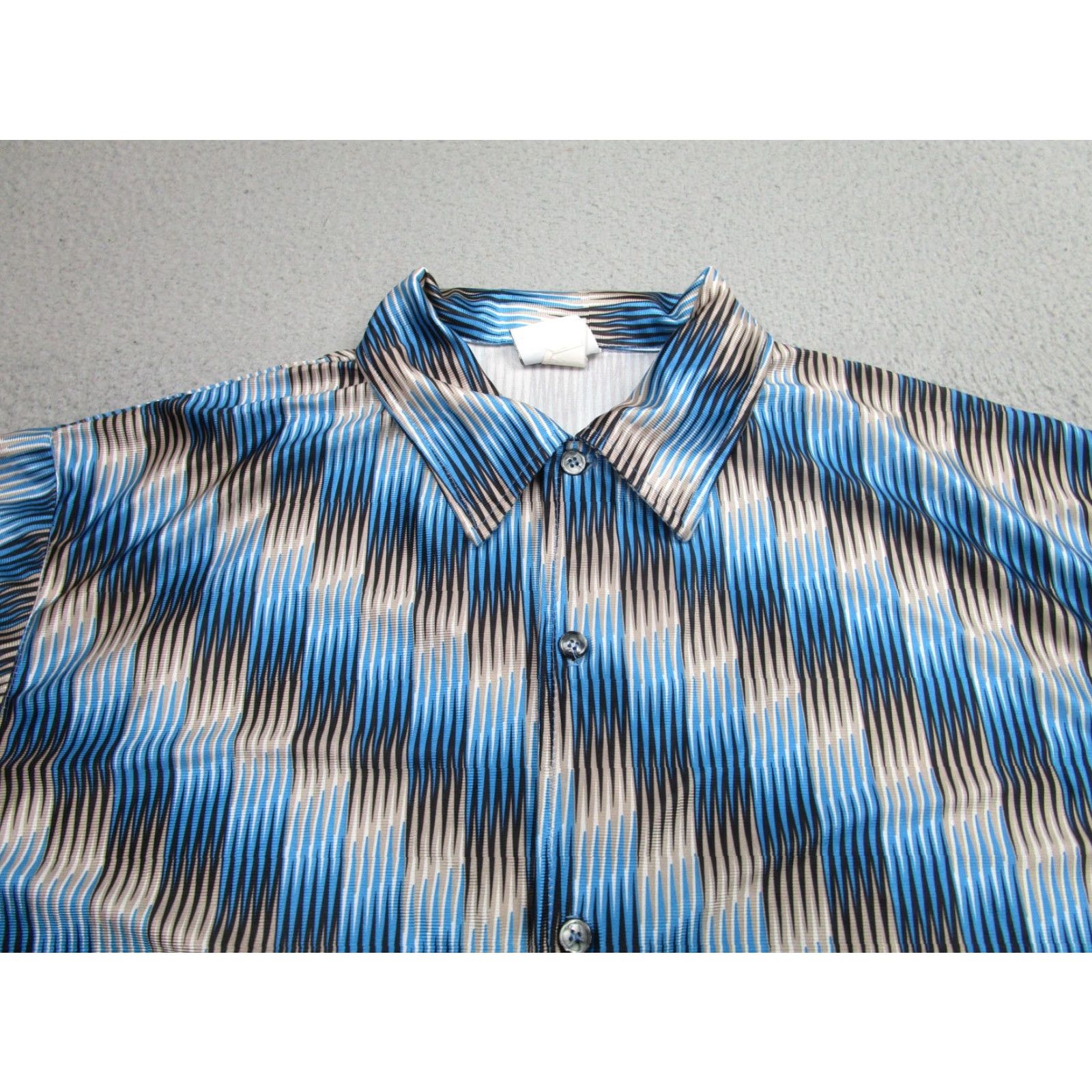 Gloverall Street Culture Shirt Mens XL Blue Geometric Disco 90s Satin All over Print y2k Size US XL / EU 56 / 4 - 3 Thumbnail