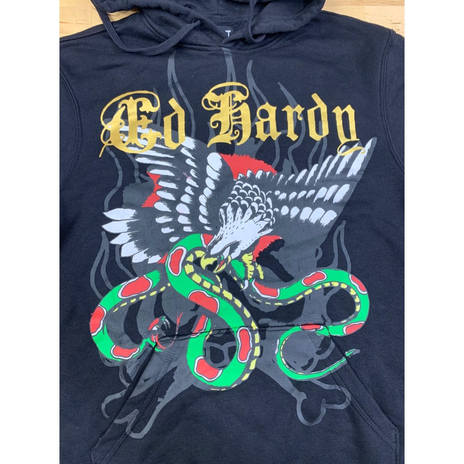 Ed Hardy Ed Hardy Hoodie Mens S Black Pullover Y2K Snake Eagle Goth 11395 Size US S / EU 44-46 / 1 - 3 Thumbnail