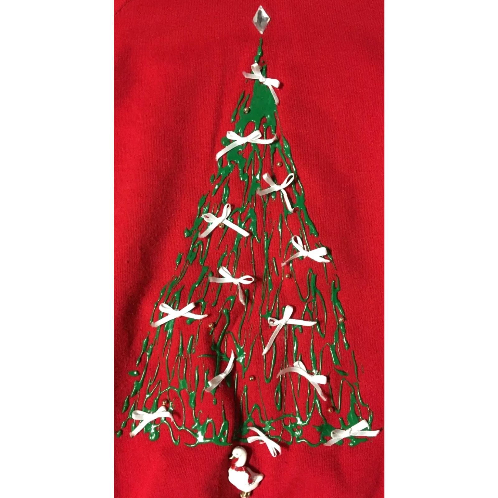 Vintage Vtg 80s Christmas Tree Duck Sweatshirt L USA Action Men Red Santa Vaporwave Grunge 90s Cartoon Art Holiday Size US L / EU 52-54 / 3 - 2 Thumbnail