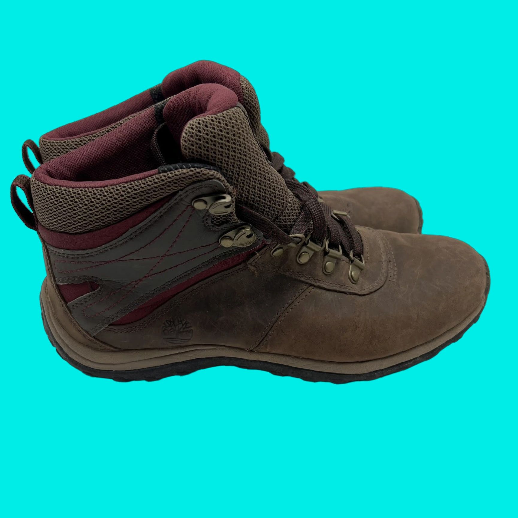 Timberland Womens Boots Outdoor WaterPROOF Norwood Mid Brown Leather Round Lace Up 10 M Ankle Casual Classic Modern Cross-Brand