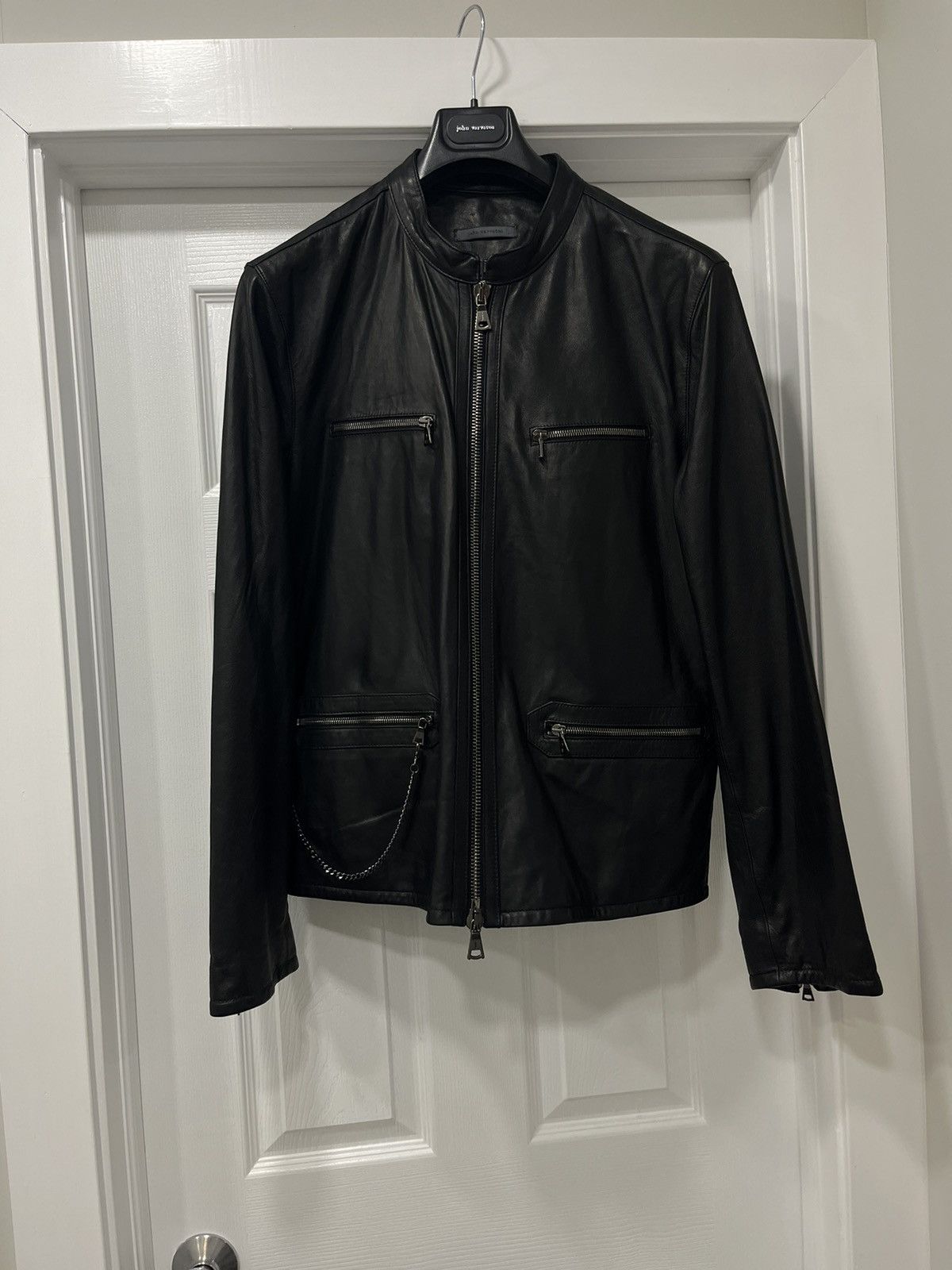 John Varvatos Leather Jacket with chain detail. 54 Size US L / EU 52-54 / 3 - 6 Thumbnail
