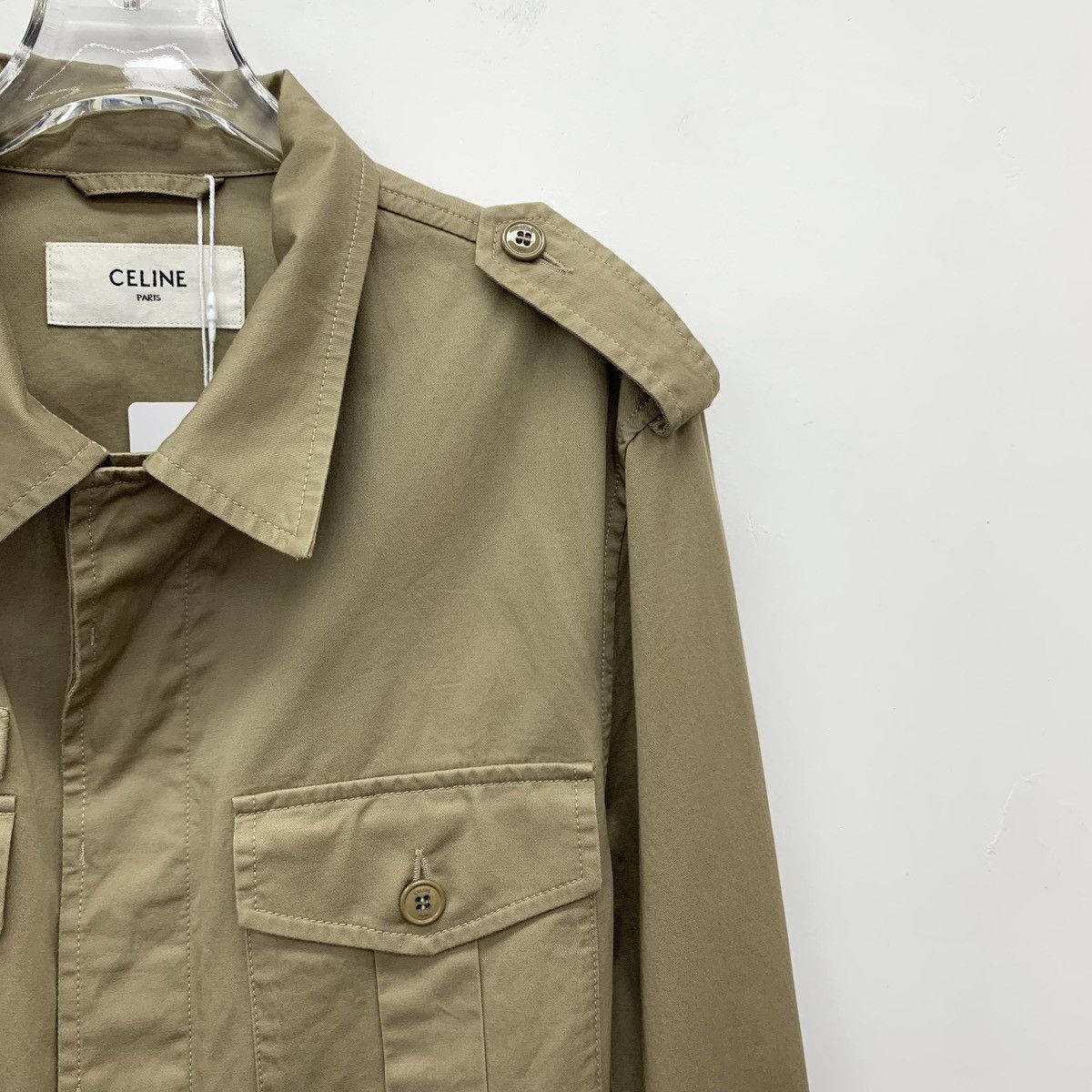 Celine Celine Army Green Linen Blend Long Sleeve Shirt K26WX Size S / US 4 / IT 40 - 3 Thumbnail