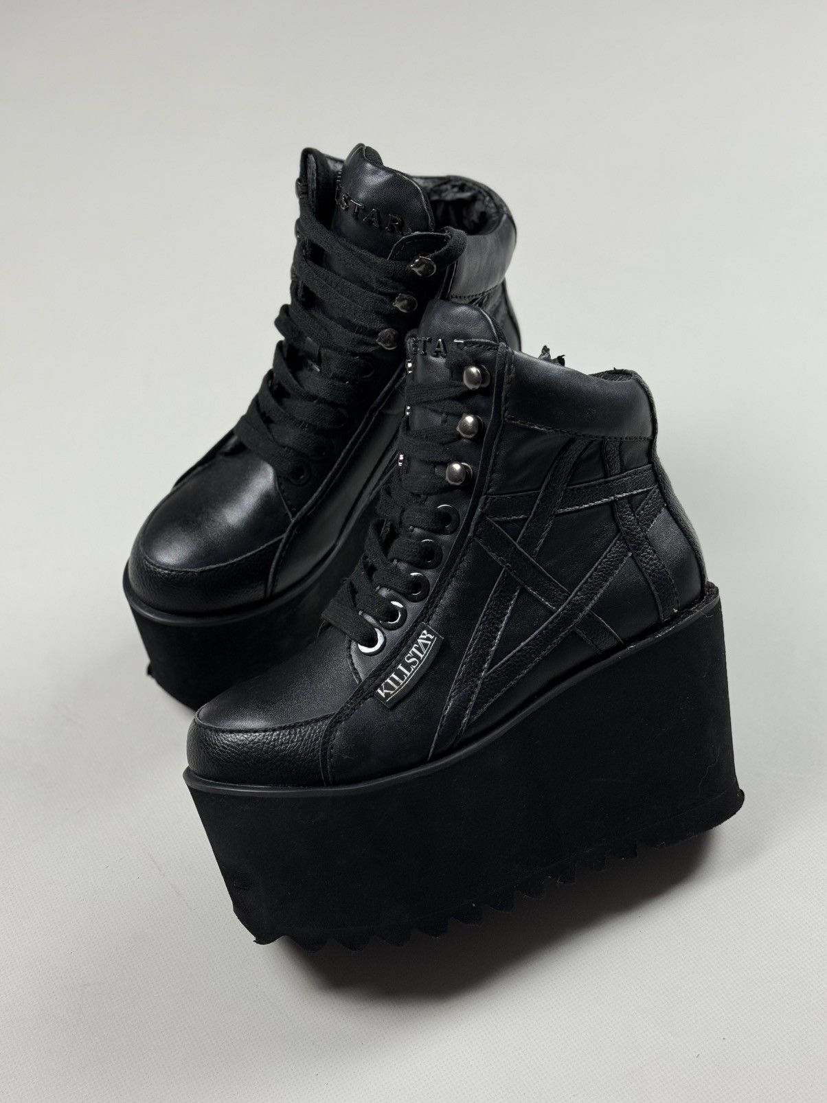 Killstar Killstar Ladies Gothic Platform PVC Sneakers Shoes Boots Size US 5 / IT 35 - 15 Thumbnail