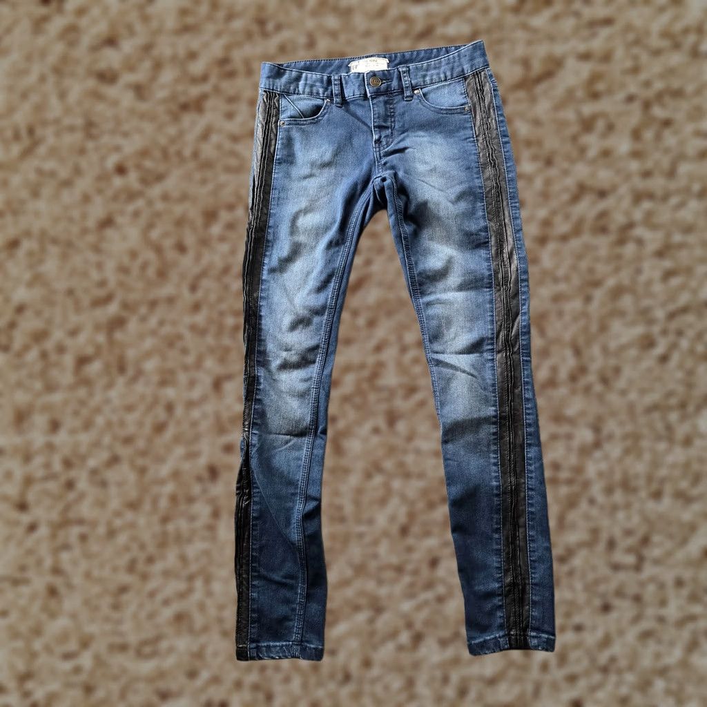 Free People Free People Jeans Womens 25 Blue Size Leather Stripe Denim Skinny Capsule Casual Size 42" / US 20 - 1 Thumbnail