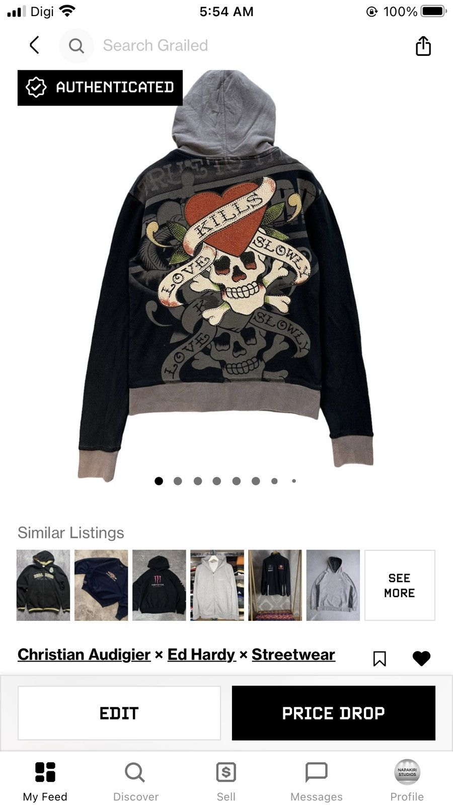 Christian Audigier Ed Hardy by Christian Audigier Fullprint Hoodies #9091-56 Size US S / EU 44-46 / 1 - 15 Thumbnail