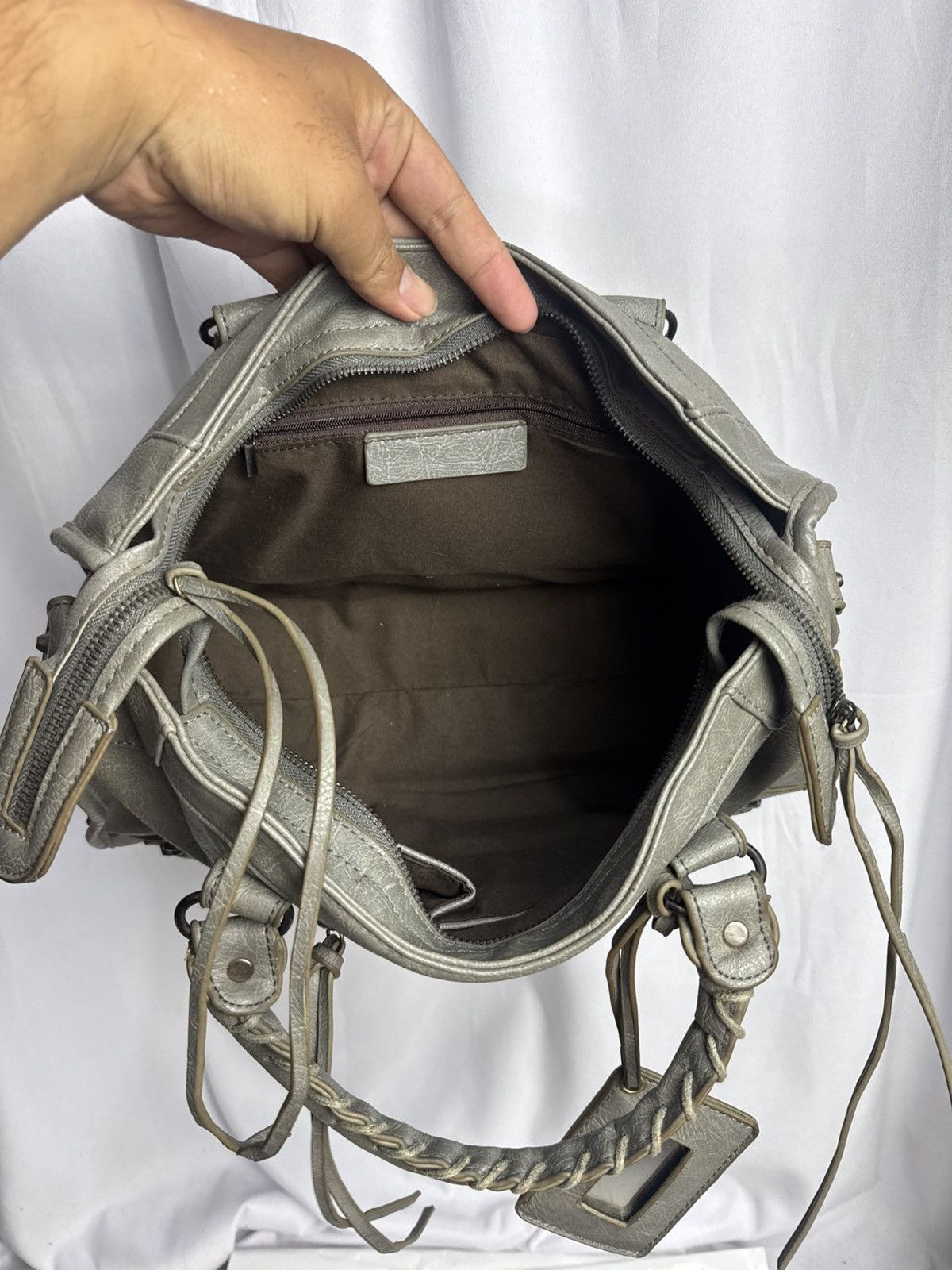Vintage Leather Bags City Grey Size ONE SIZE - 8 Thumbnail
