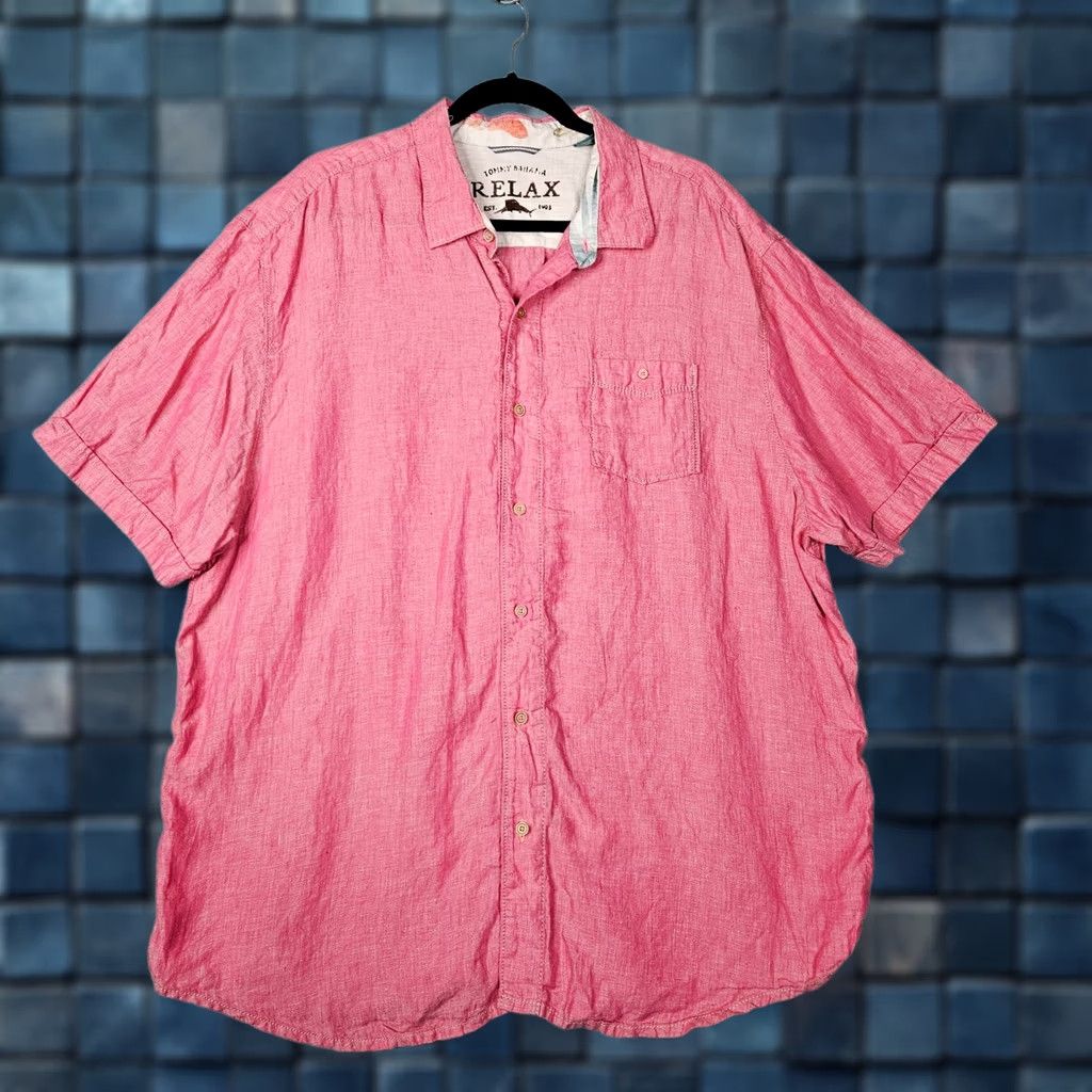 Tommy Bahama Tommy Bahama Shirt Mens Button-Up Linen Pink 2XL Relaxed Casual Beach Hawaiian Long Sleeve Button-Down Size US XXL / EU 58 / 5 - 1 Thumbnail