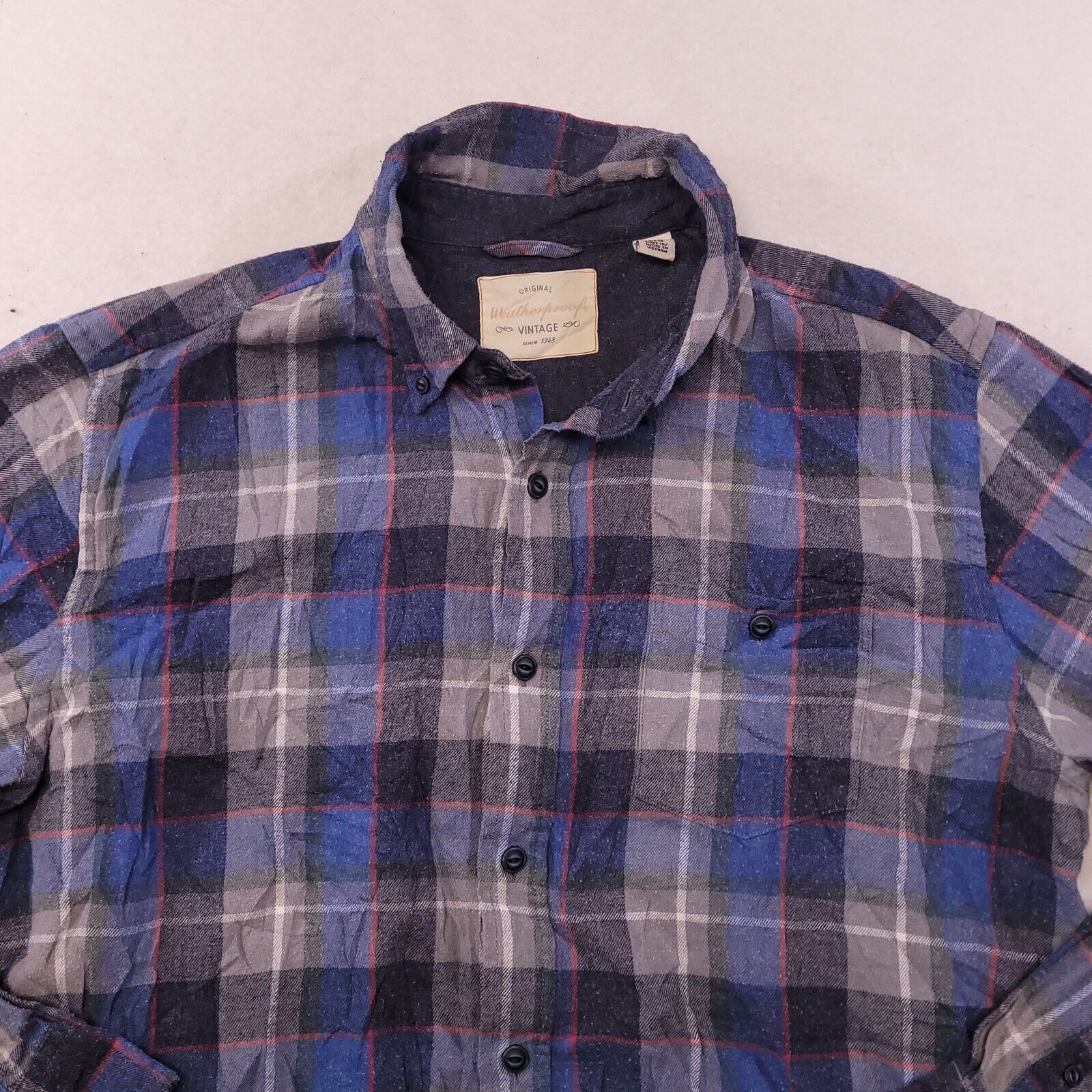 Weatherproof Weatherproof Madras Flannel Button Up Shirt Mens Size L Blue Size US L / EU 52-54 / 3 - 1 Thumbnail