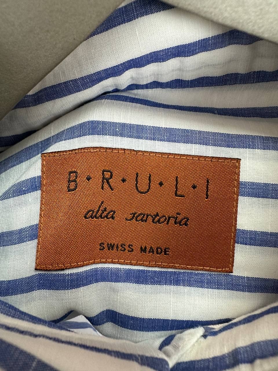 Other RRP $545 BRULI Alta Sartoria Linen/Cotton Striped Shirt Swis Size US L / EU 52-54 / 3 - 11 Thumbnail
