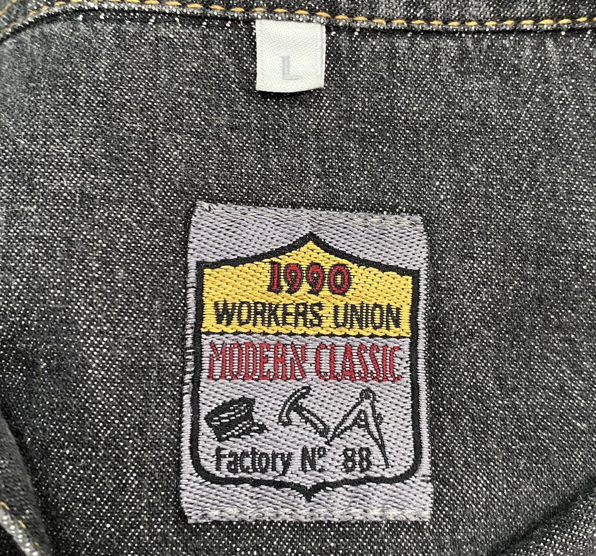 Vintage Vintage 90’s Workers Union Black Denim Snap Shirt Mens Large Size US L / EU 52-54 / 3 - 4 Thumbnail
