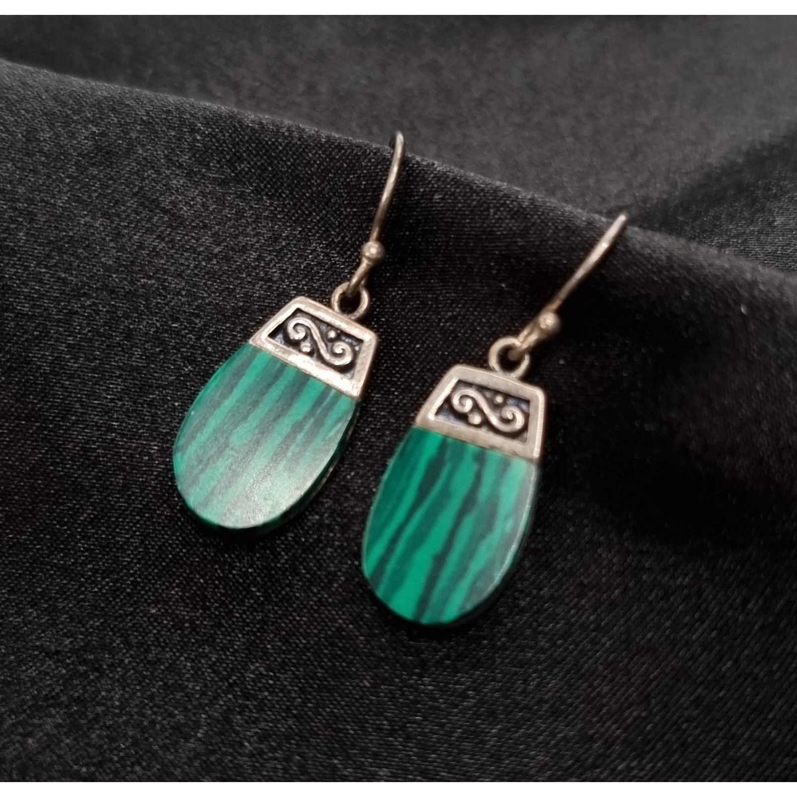 Vintage Vintage Early 2000's Malachite 925 Sterling Silver Dangle Ea Size ONE SIZE - 3 Thumbnail