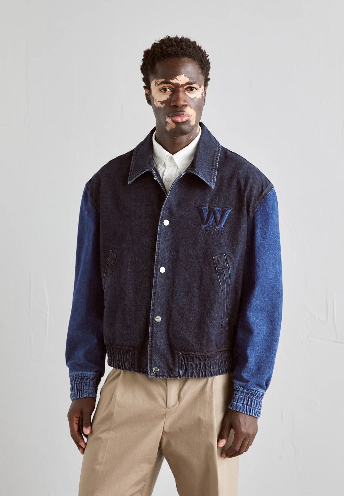 Wooyoungmi !DS! AW23 Wooyoungmi Navy Varsity Denim Jumper Jacket Size US L / EU 52-54 / 3 - 4 Thumbnail