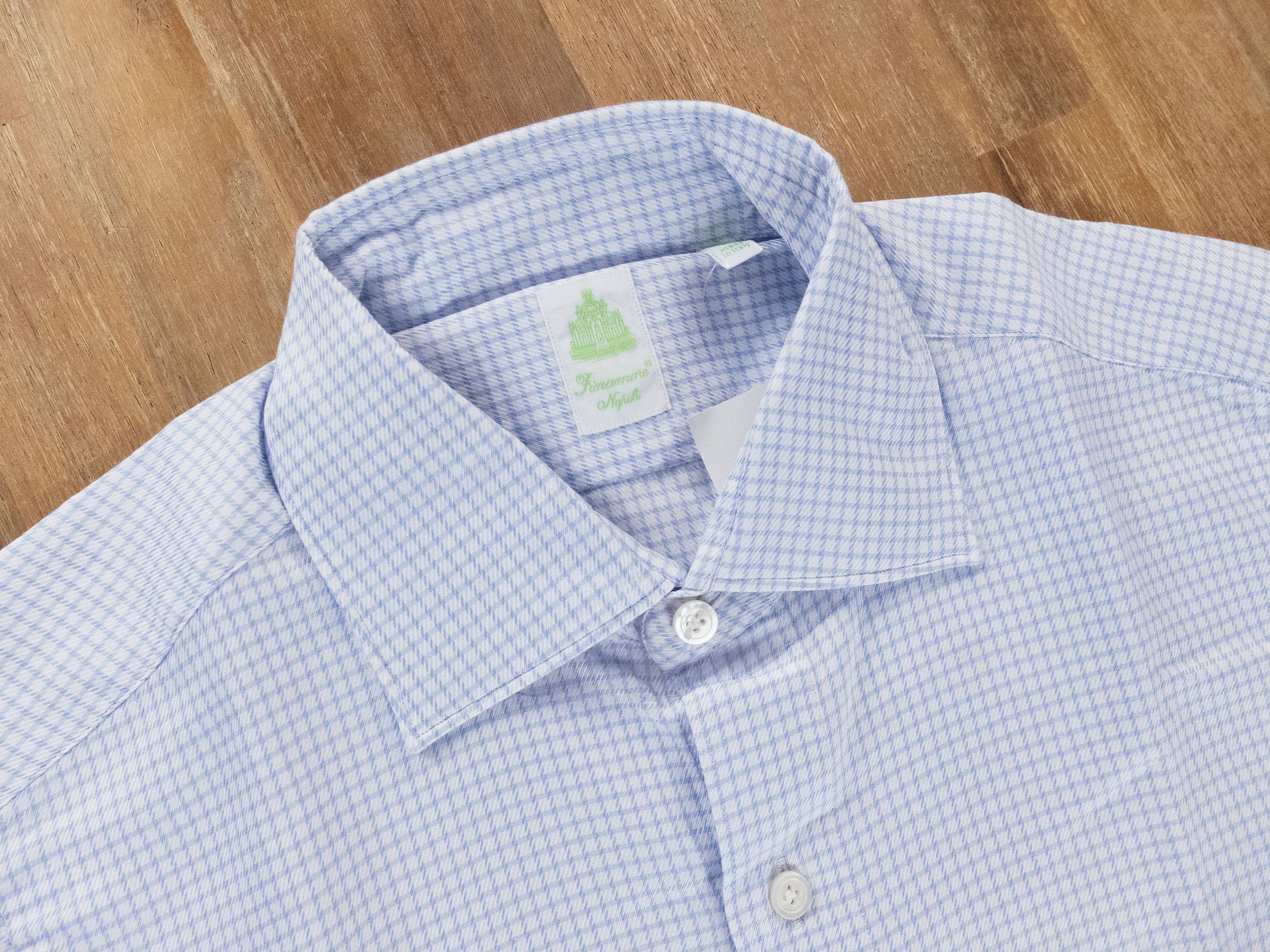 Finamore FINAMORE blue white shepherd check dress shirt Size 40 Size US M / EU 48-50 / 2 - 2 Thumbnail