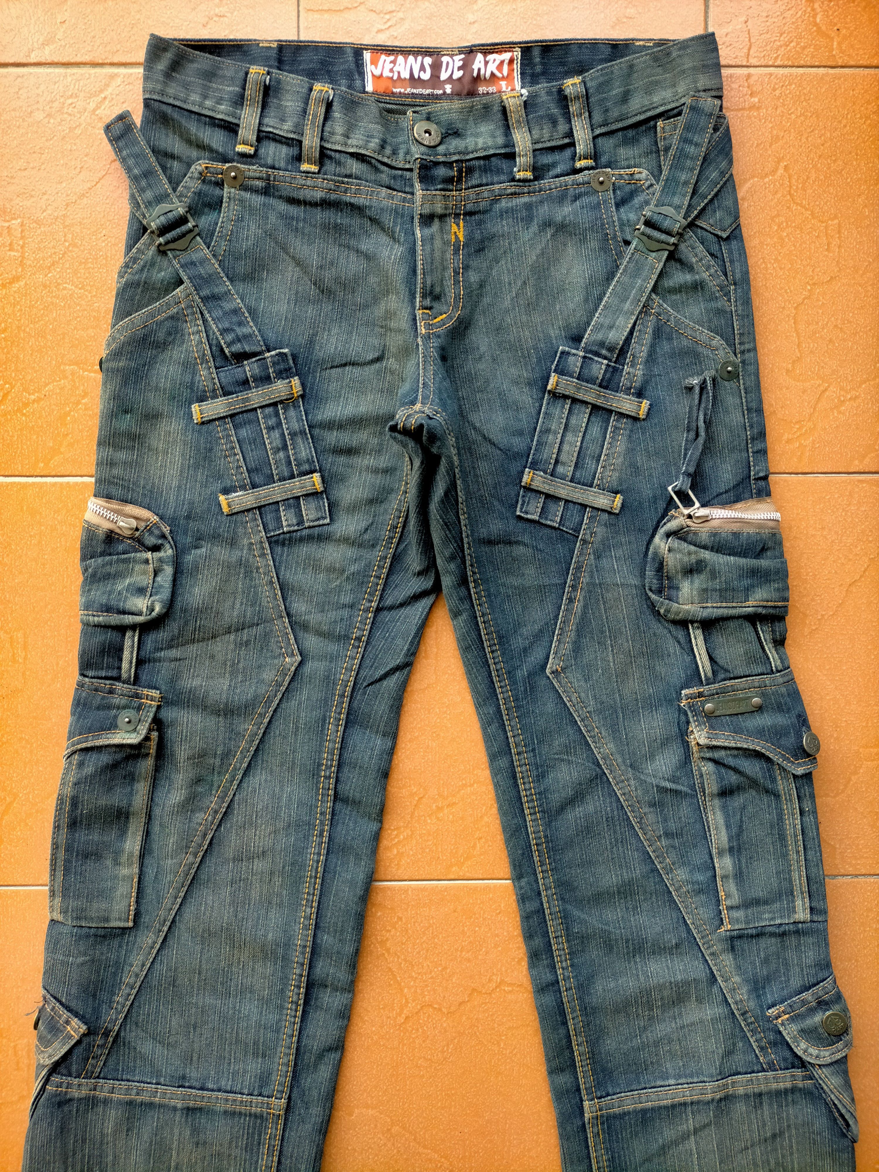 If Six Was Nine × Japanese Brand Jeans De Art Multipocket Cargo Punk Style Denim Pants Size US 32 / EU 48 - 3 Thumbnail