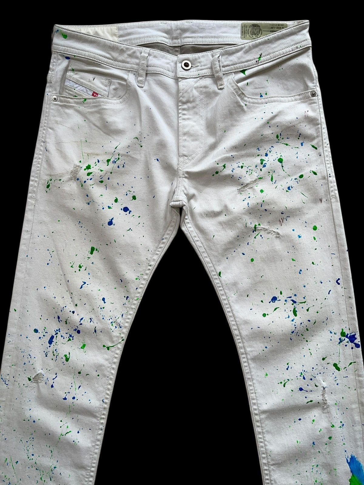 Diesel Diesel Thommer Slim-Skinny Paint Splatter Denim Size US 33 - 4 Thumbnail