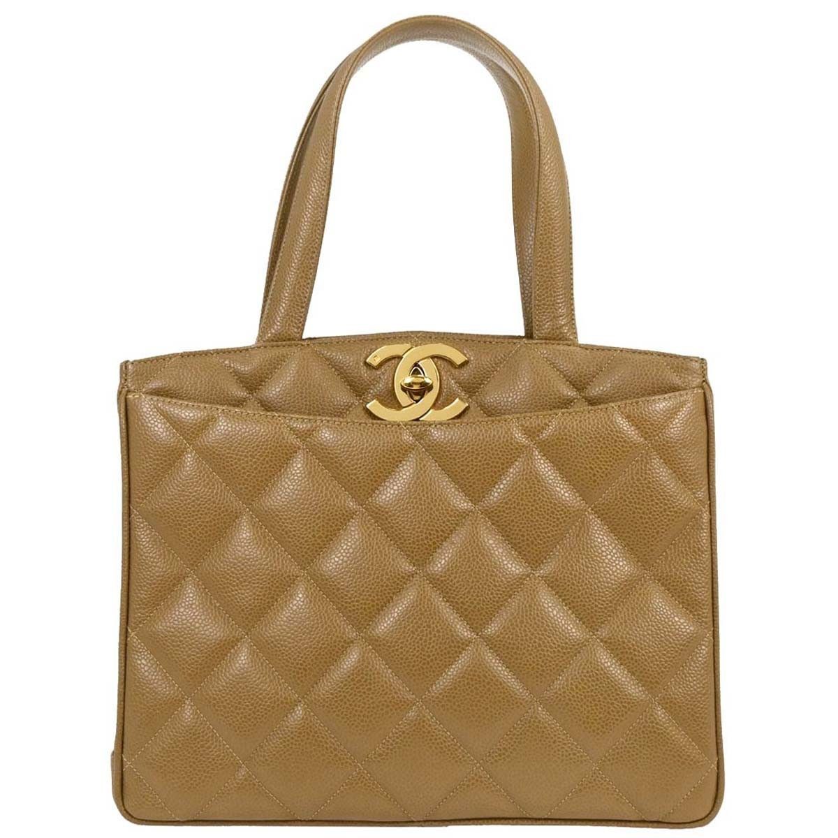 Chanel Chanel Vintage CC Lock Pocket Tote Quilted Caviar Size ONE SIZE - 1 Thumbnail
