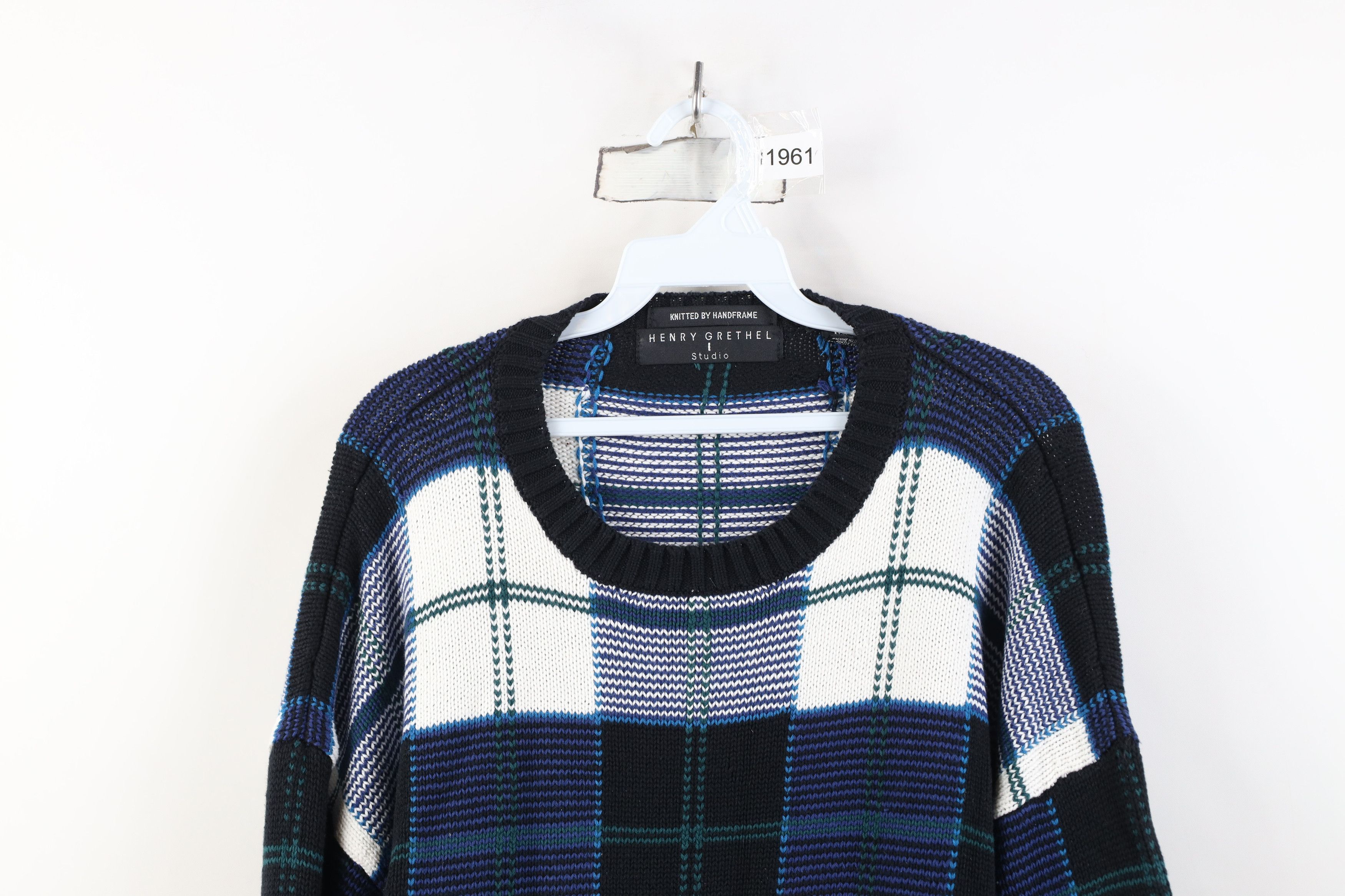 Vintage Vintage 90s Streetwear Heavy Cotton Knit Sweater Plaid Size US XL / EU 56 / 4 - 2 Thumbnail