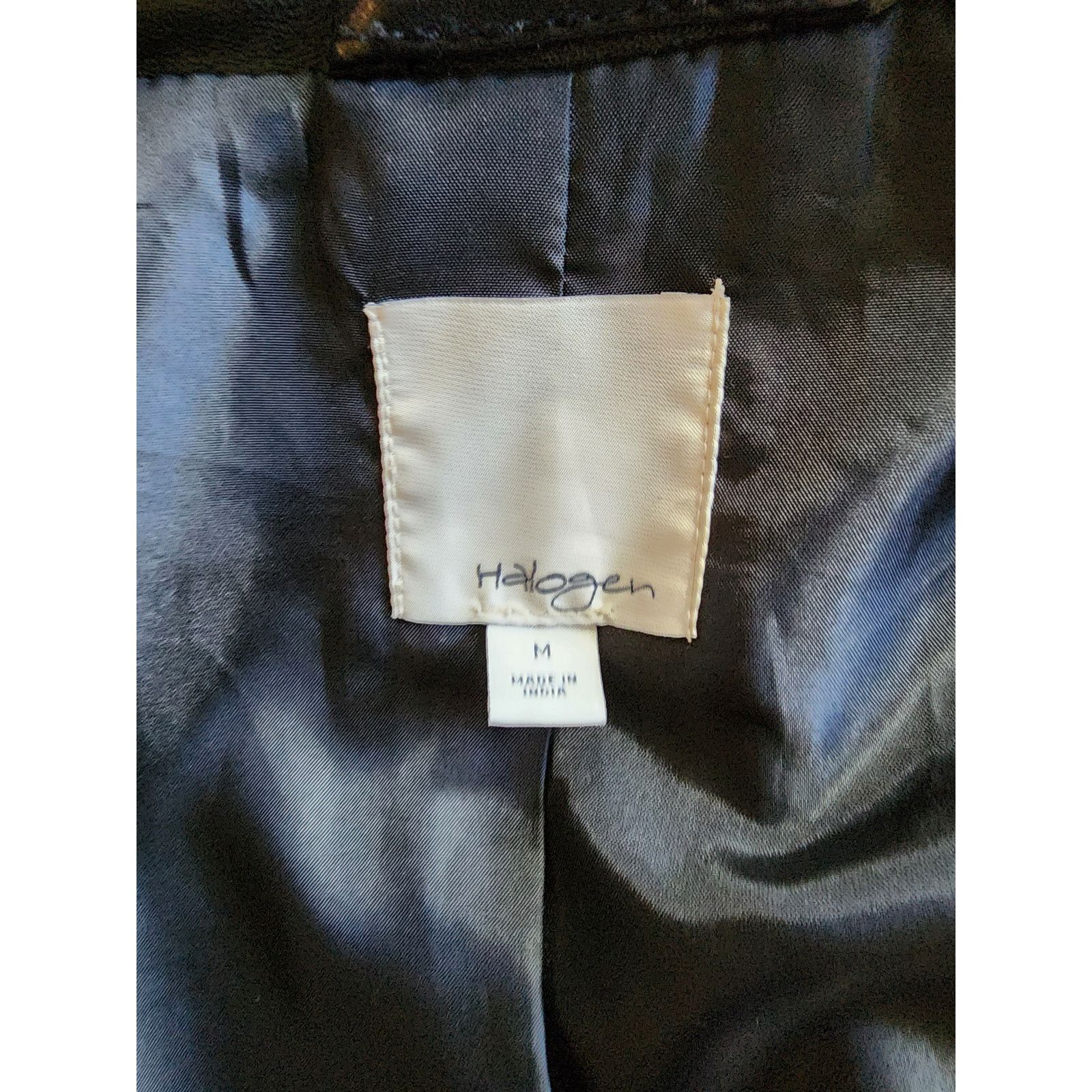 Nordstrom Halogen Genuine Leather Jacket M Tiered Ruffle Peplum Moto Size M / US 6-8 / IT 42-44 - 3 Thumbnail