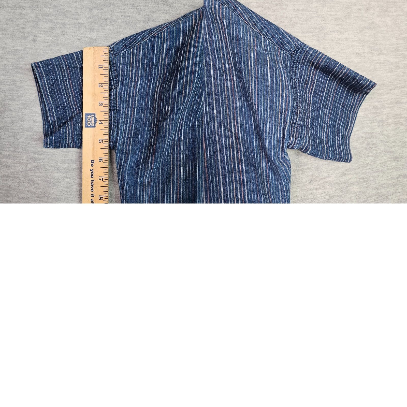 Madewell Madewell Shirt XS Blue Stripes Button-back Short Sleeve Womens Likely Casual Basic All Seasons Cotton Blend 100% Cotton V-Neck Buttoned Blouse Size XS / US 0-2 / IT 36-38 - 8 Thumbnail