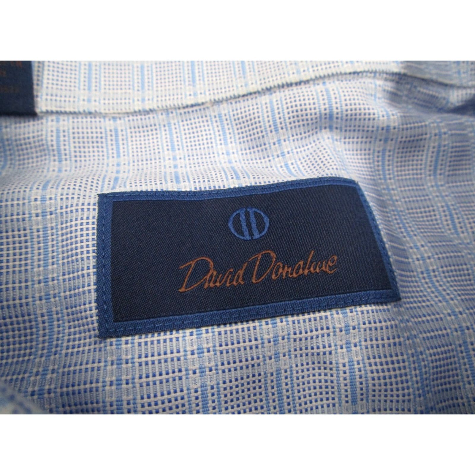 David Donahue VINTAGE David Donahue Dress Shirt Men 34 Long Sleeve Business Casual Blue Slim Fit Button Up Textured Size 34R - 3 Thumbnail