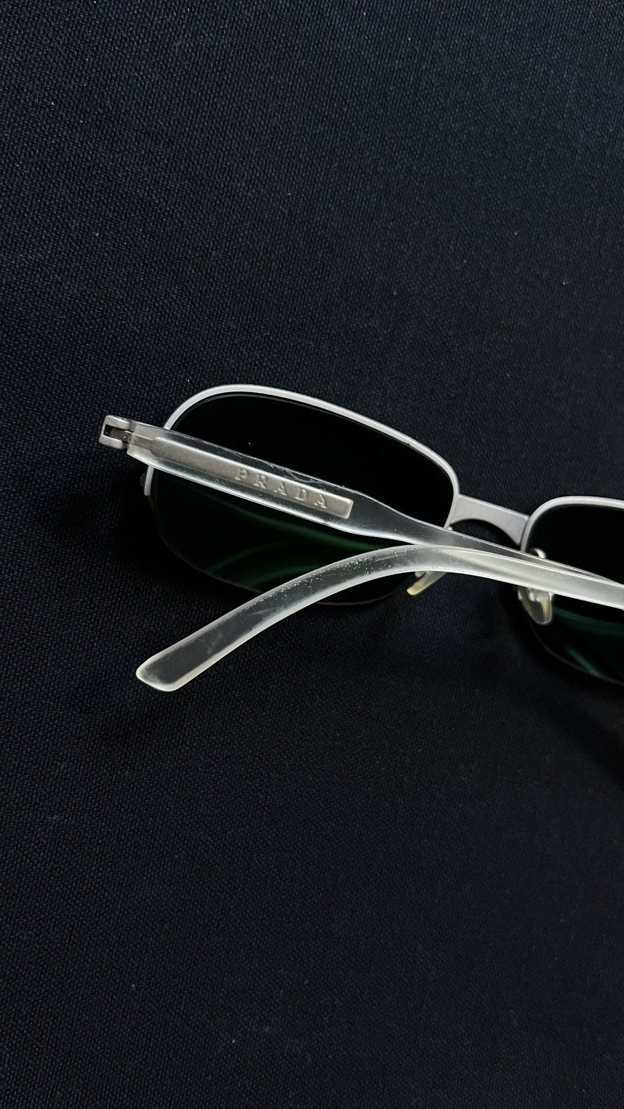 Prada PRADA 00s Metallic Titanium Sunglasses Halfrim Y2K Archive