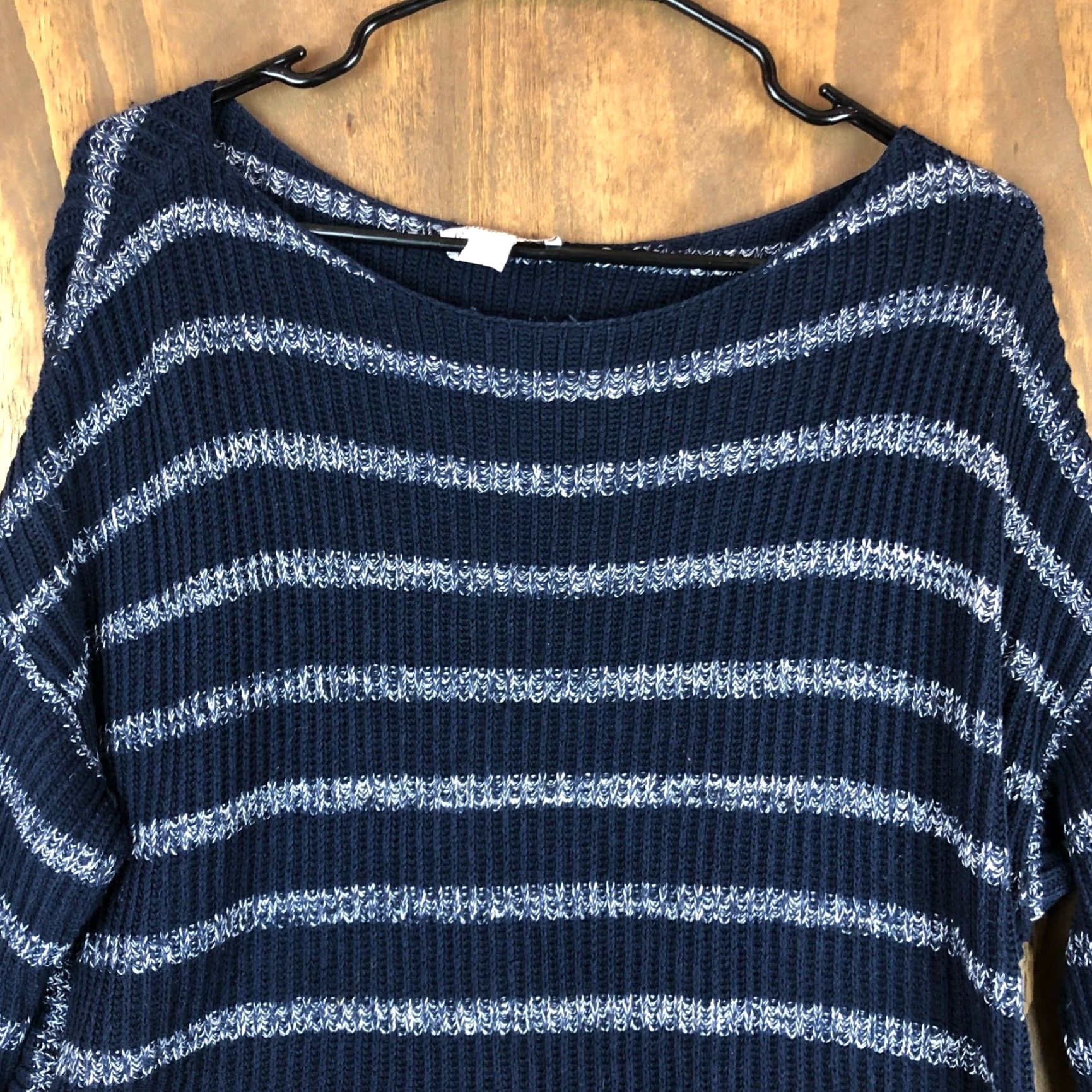 Coldwater Creek Coldwater Creek Womens Sweater Blue Knit Striped Boat Neck Long Sleeve Wool L Size L / US 10 / IT 46 - 2 Thumbnail