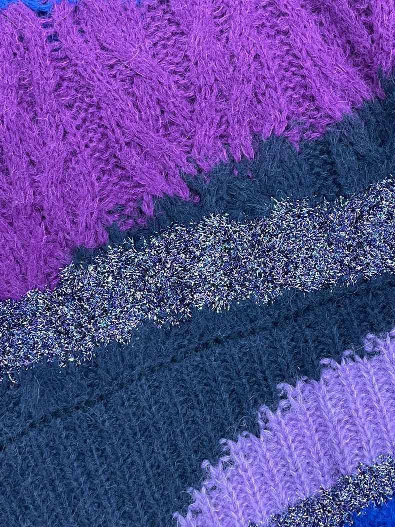 Chanel Chanel 22A blue and purple color-blocked alpaca sweater Size XS / US 0-2 / IT 36-38 - 3 Thumbnail
