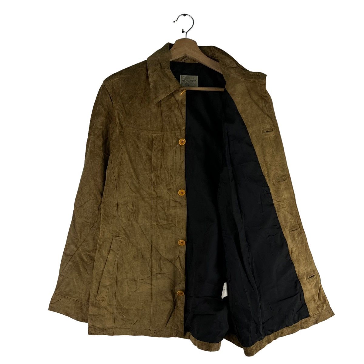 Vintage 🔥90’s Leather Shirt Jacket Work Charing Flam Issey Miyake Size US L / EU 52-54 / 3 - 7 Thumbnail