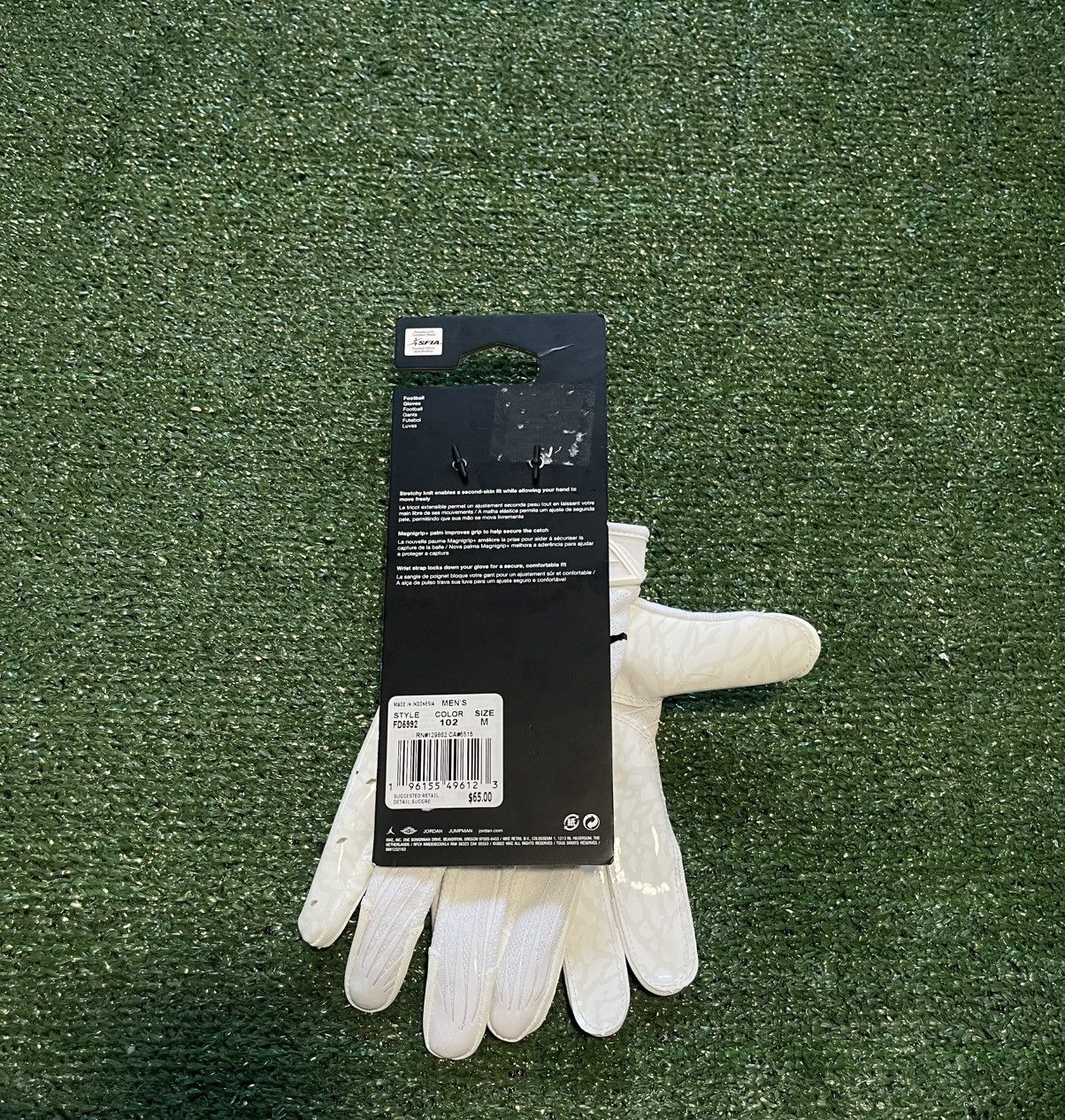 Nike Air Jordan Fly Lock Football Gloves White-Black