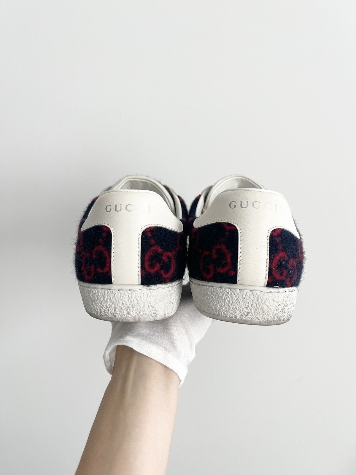 Gucci STEAL! Gucci Ace GG Wool 'Black Red' Sneakers Size US 7.5 / EU 40-41 - 6 Thumbnail