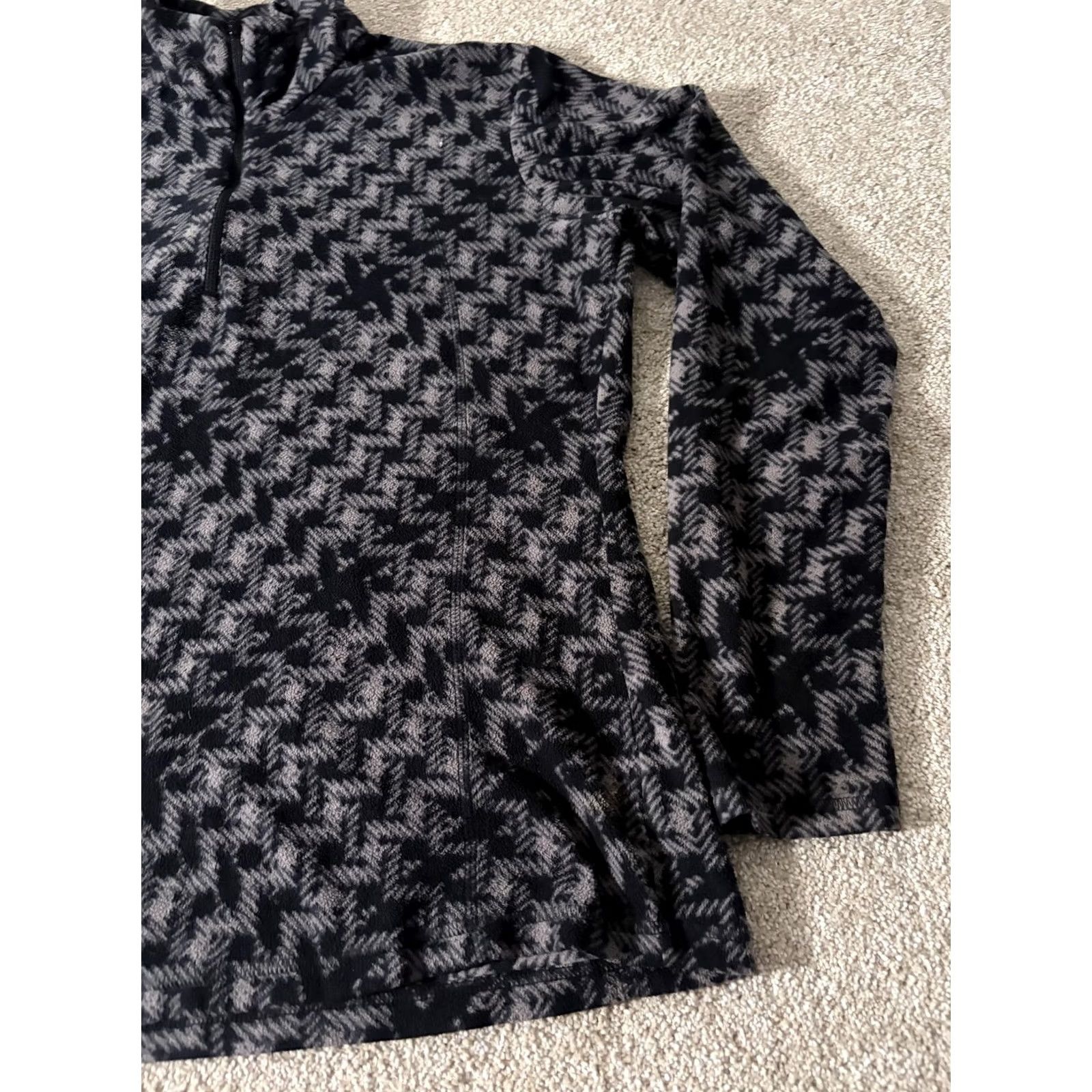 Vintage Columbia Pullover Womens Large Black Quarter Zip Fleece Geometric Mock Neck Size L / US 10 / IT 46 - 3 Thumbnail