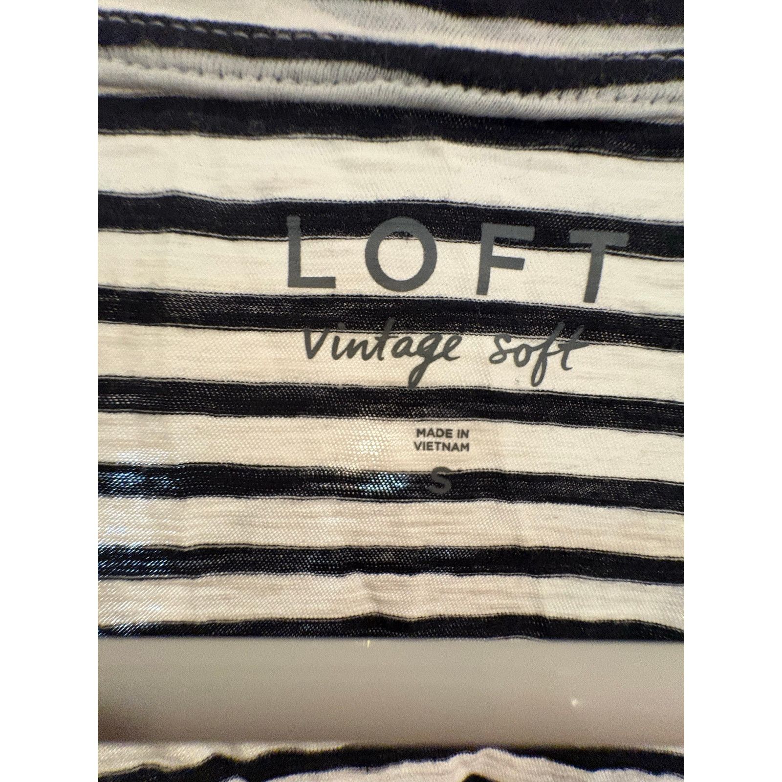 Loft LOFT Vintage Soft Black & White Long Sleeve Tee – Size Small Size S / US 4 / IT 40 - 3 Thumbnail