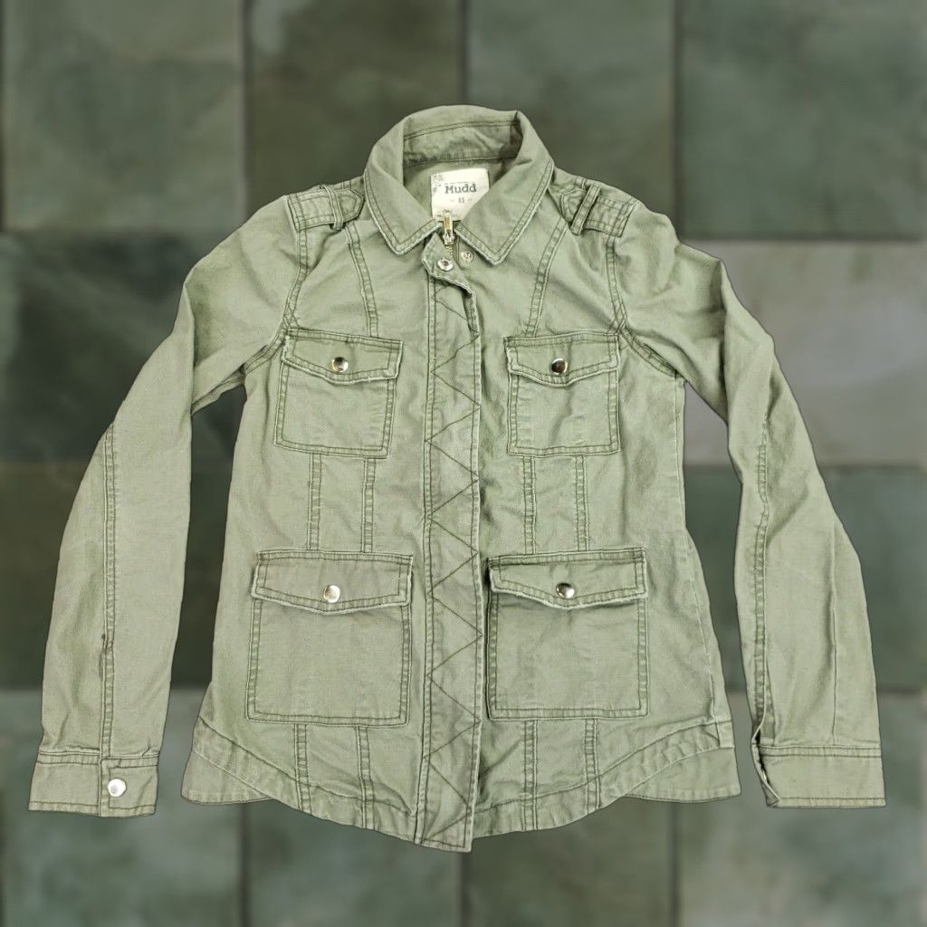 Vintage Mudd Womens Green Full Zip Jacket XS Cotton Collared Snaps Size XS / US 0-2 / IT 36-38 - 1 Thumbnail